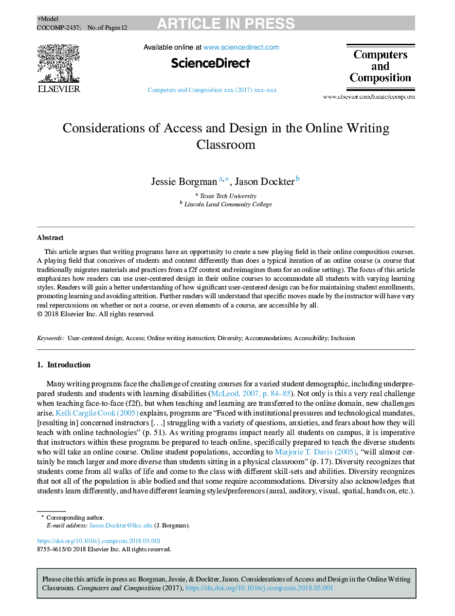 ملاحظات دسترسی و طراحی در کلاس درس نوشتن آنلاین