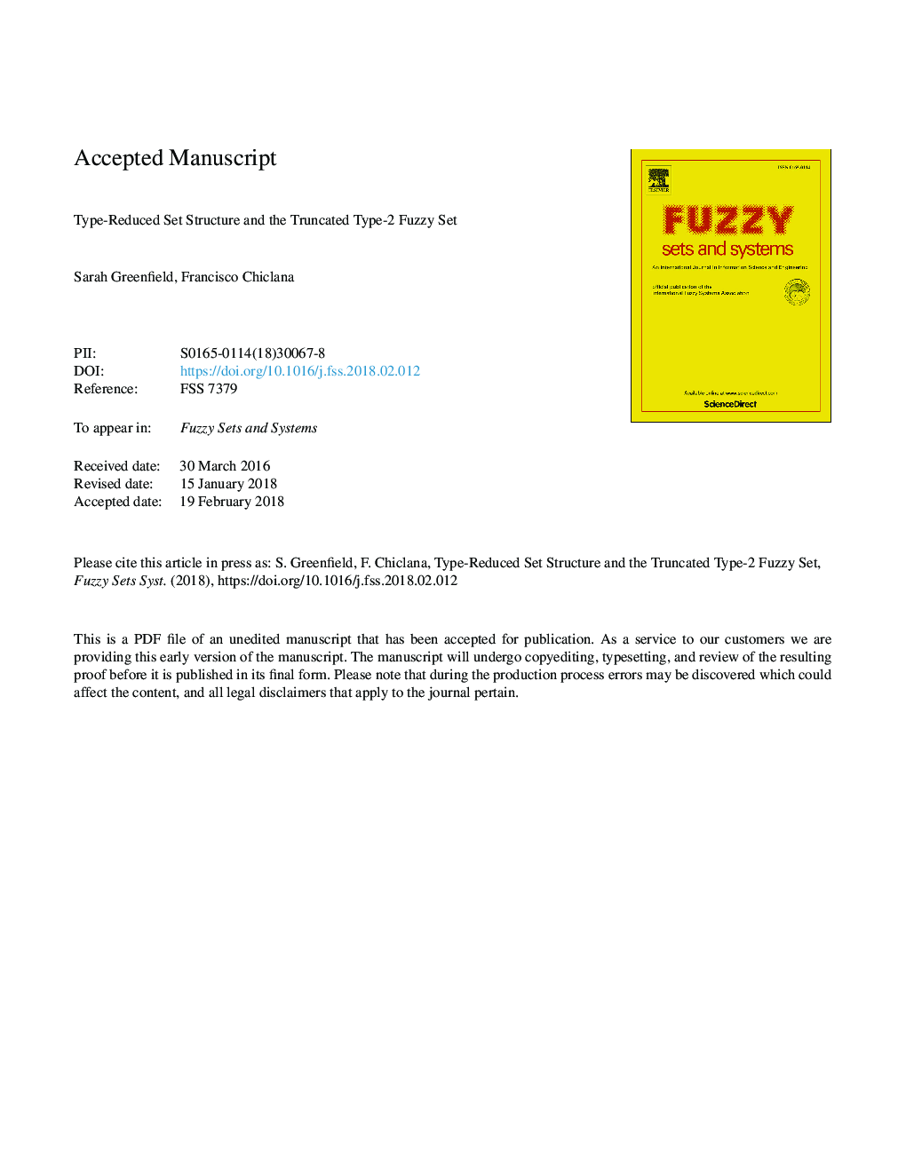 Type-Reduced Set structure and the truncated type-2 fuzzy set