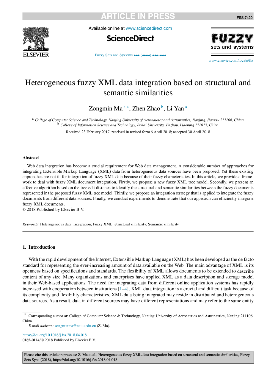 Heterogeneous fuzzy XML data integration based on structural and semantic similarities