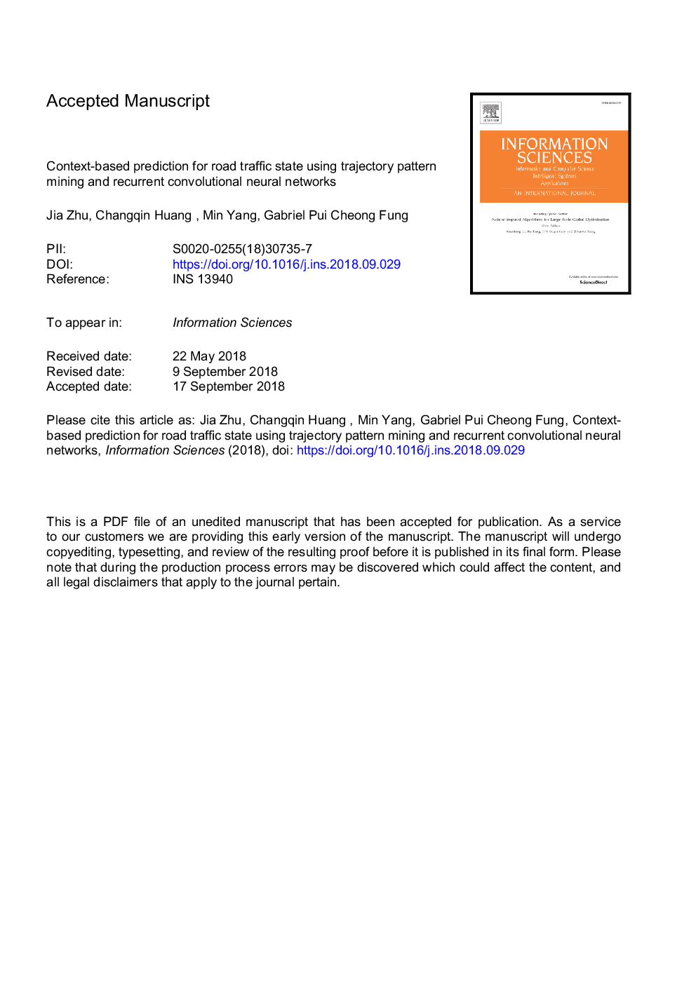 Context-based prediction for road traffic state using trajectory pattern mining and recurrent convolutional neural networks