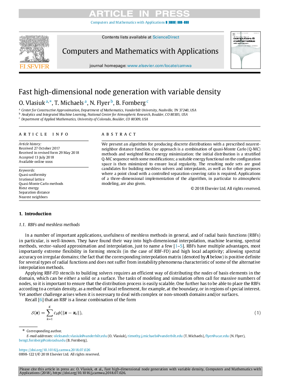 Fast high-dimensional node generation with variable density