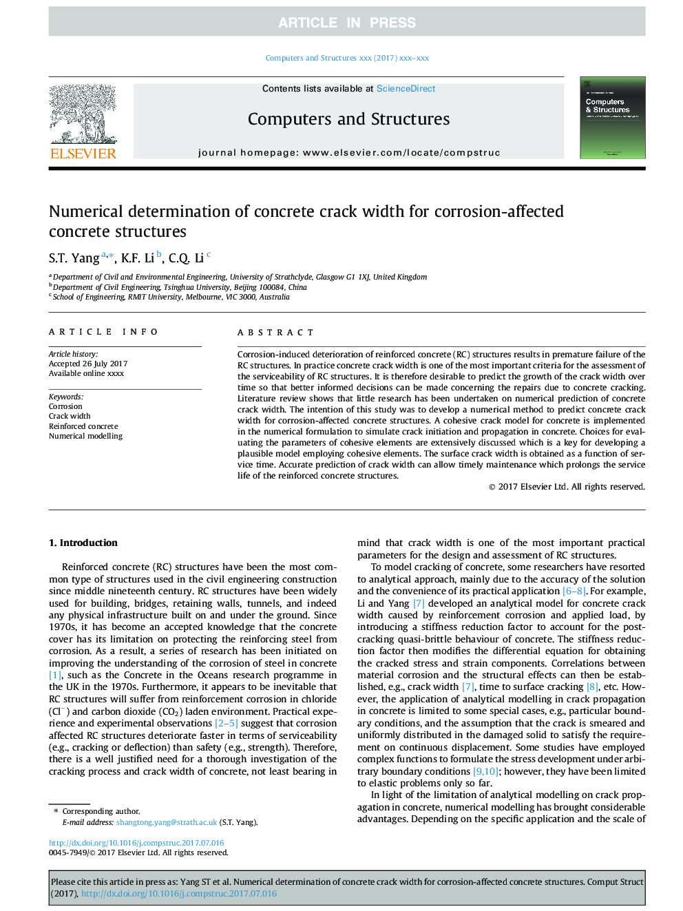 Numerical determination of concrete crack width for corrosion-affected concrete structures