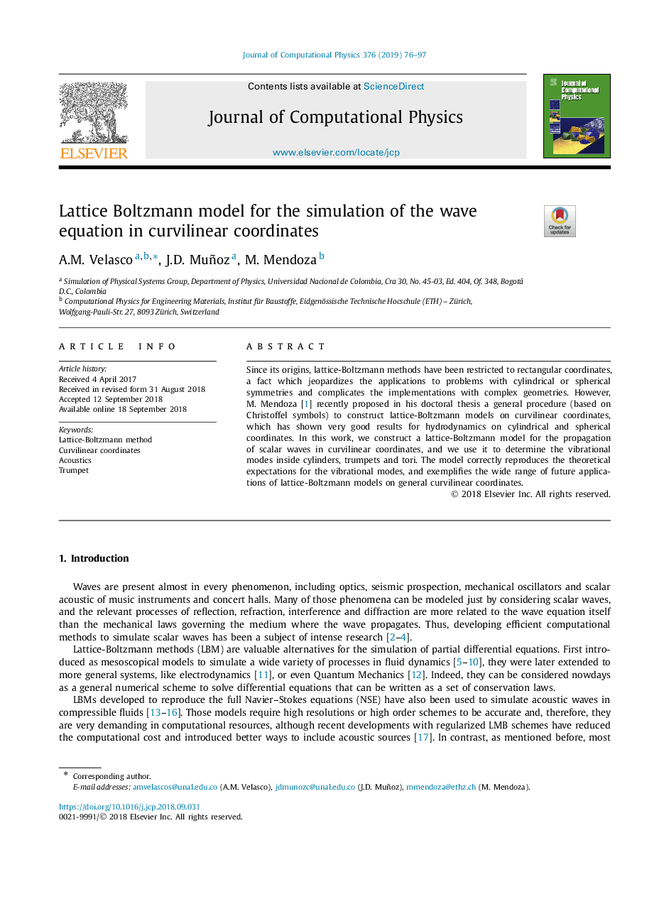 Lattice Boltzmann model for the simulation of the wave equation in curvilinear coordinates