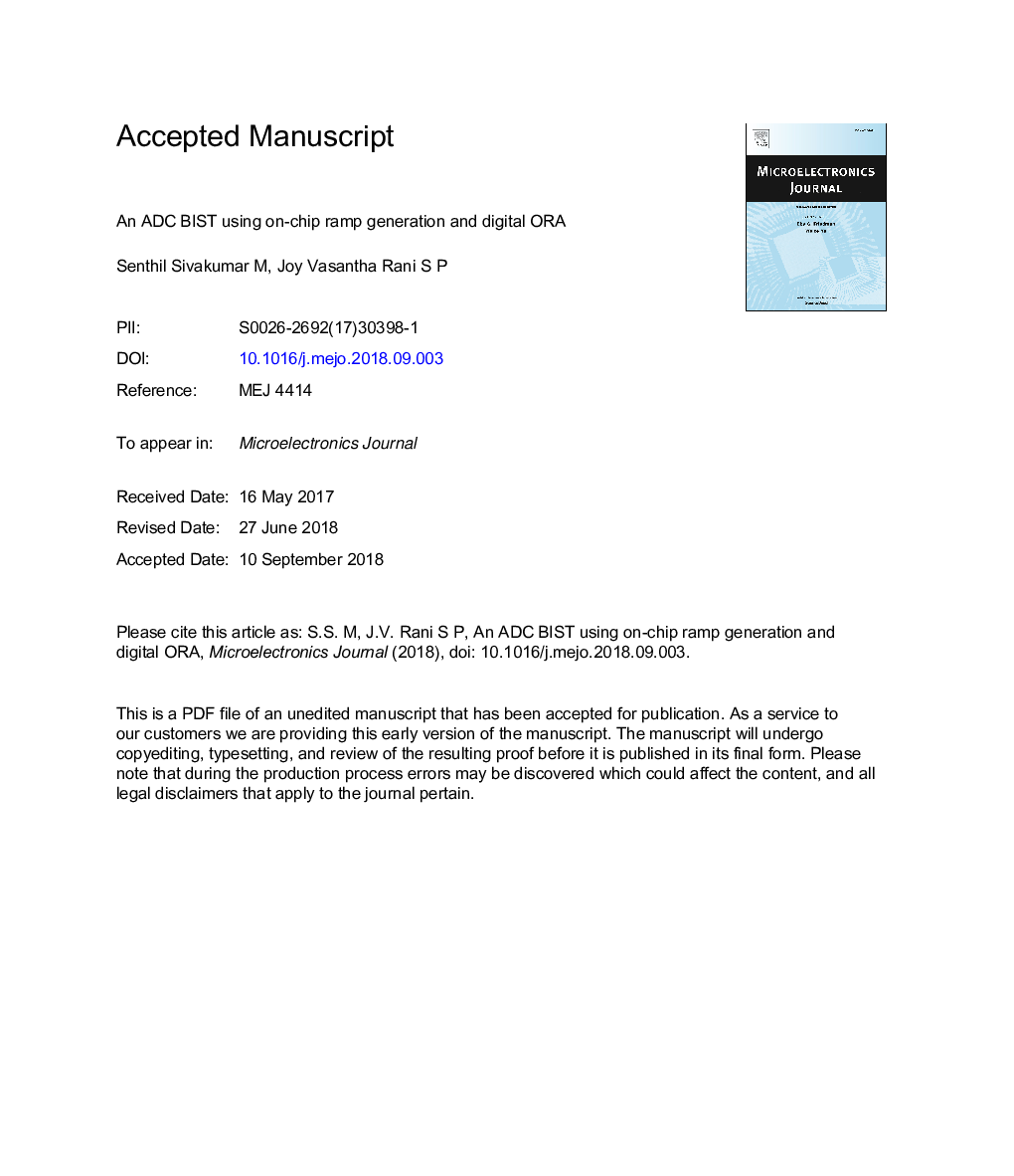 An ADC BIST using on-chip ramp generation and digital ORA