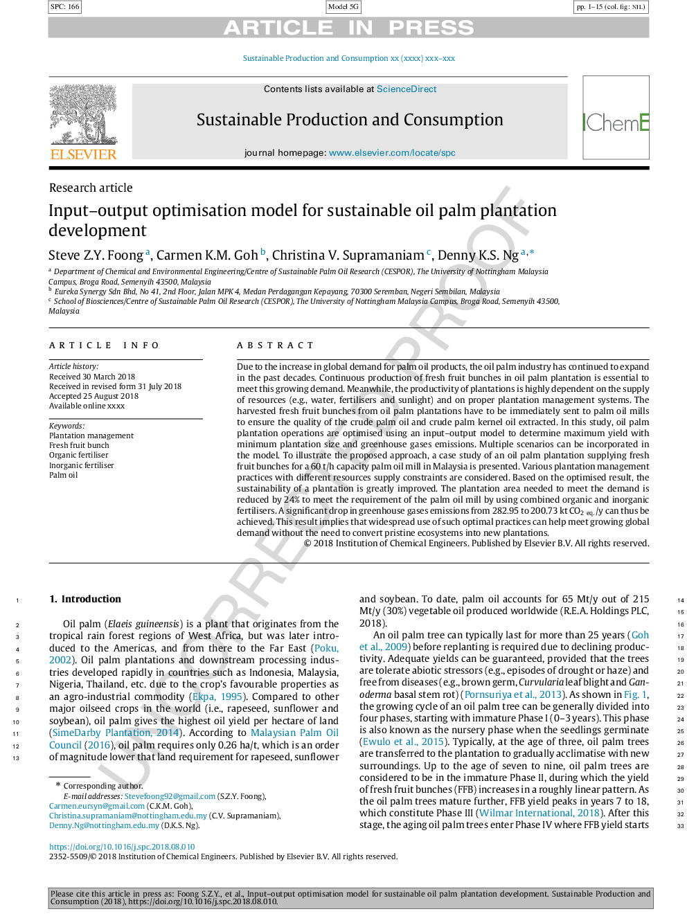 Input-output optimisation model for sustainable oil palm plantation development