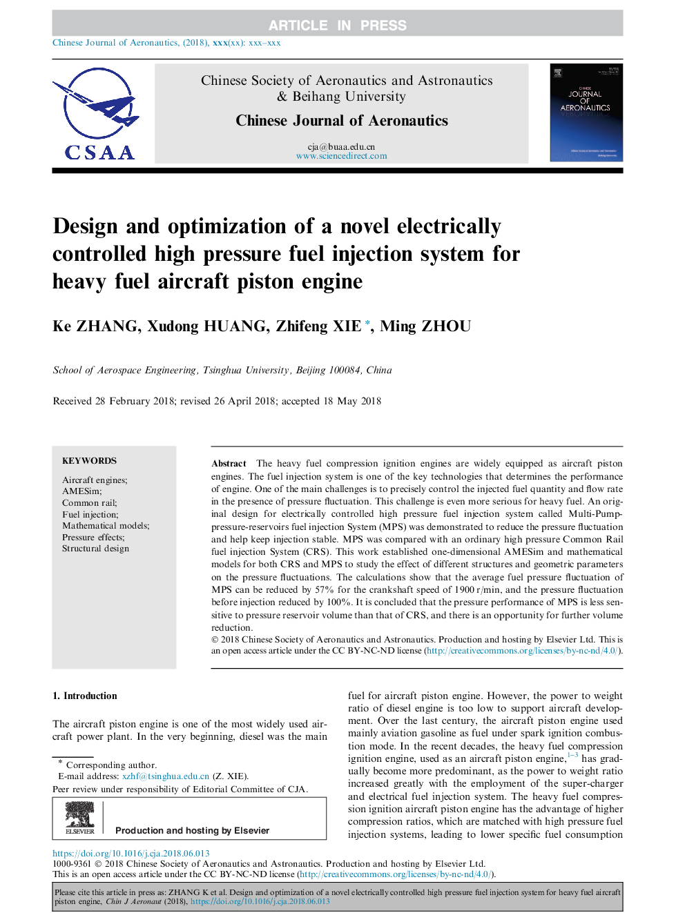 Design and optimization of a novel electrically controlled high pressure fuel injection system for heavy fuel aircraft piston engine