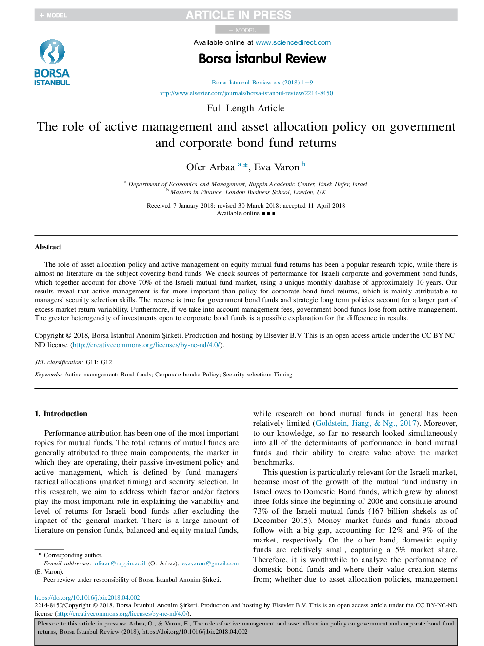 The role of active management and assetÂ allocation policy on government and corporate bond fund returns