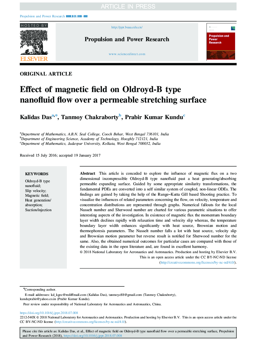Effect of magnetic field on Oldroyd-B type nanofluid flow over a permeable stretching surface