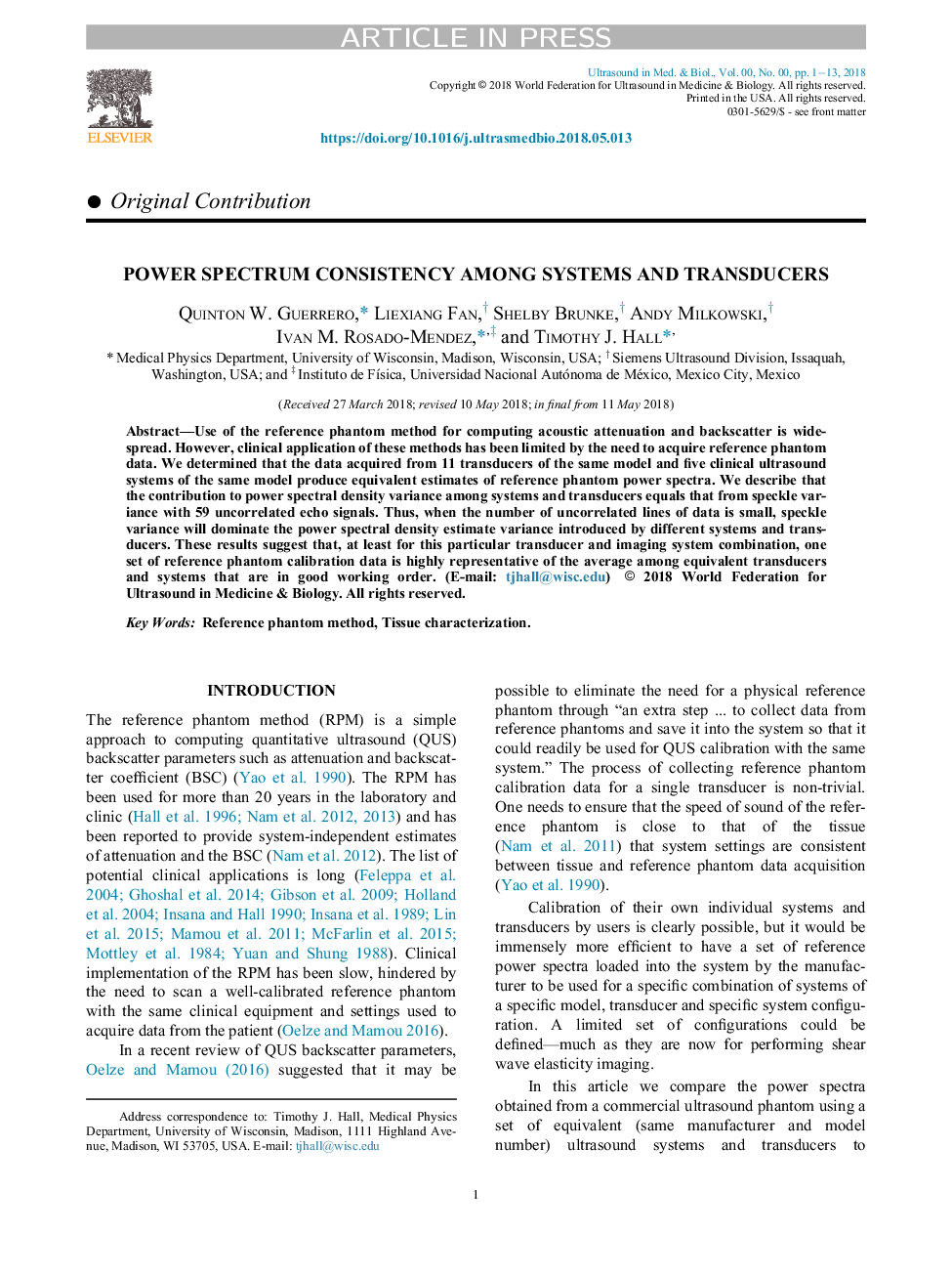 Power Spectrum Consistency among Systems and Transducers