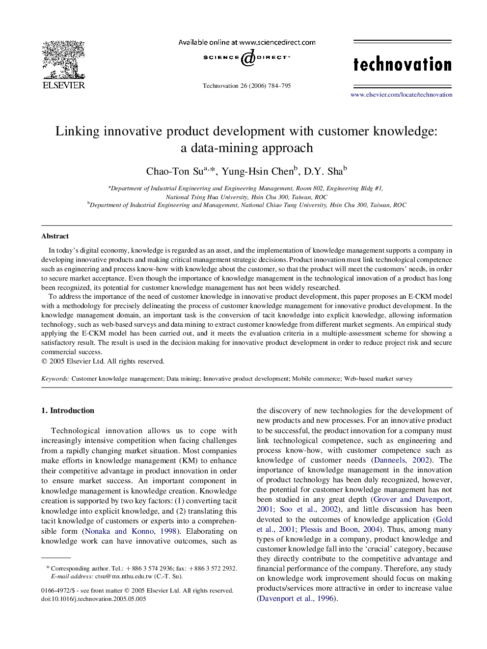 Linking innovative product development with customer knowledge: a data-mining approach