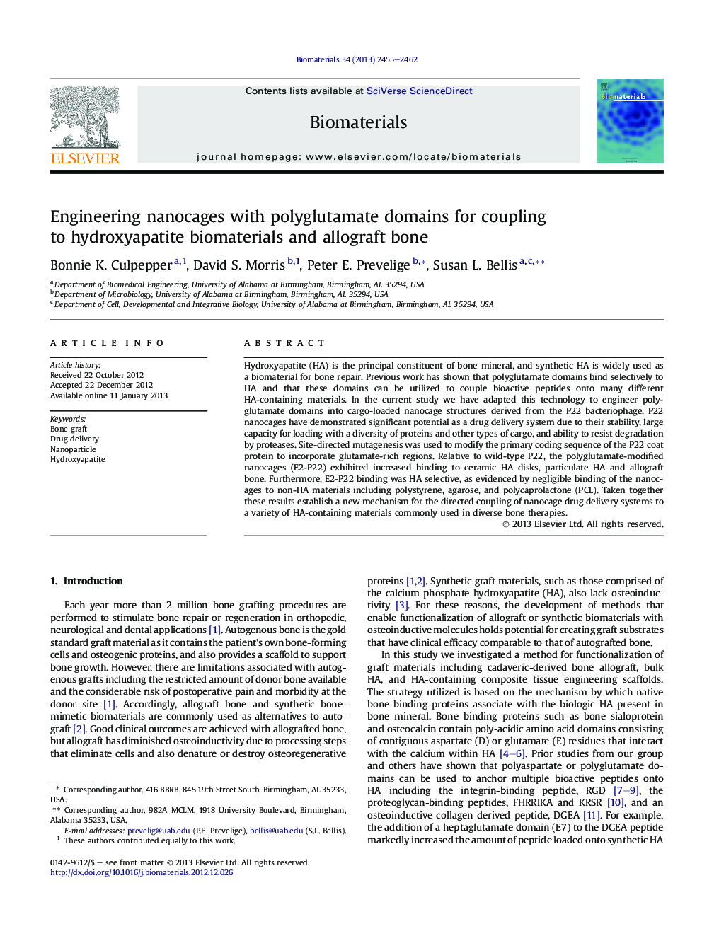 Engineering nanocages with polyglutamate domains for coupling toÂ hydroxyapatite biomaterials and allograft bone