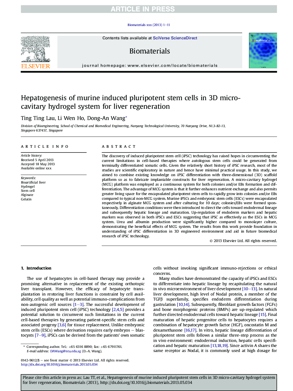 Hepatogenesis of murine induced pluripotent stem cells in 3D micro-cavitary hydrogel system for liver regeneration