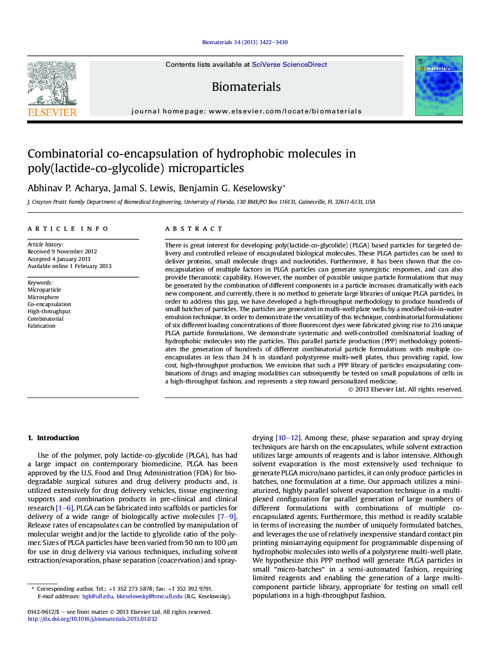 Combinatorial co-encapsulation of hydrophobic molecules in poly(lactide-co-glycolide) microparticles