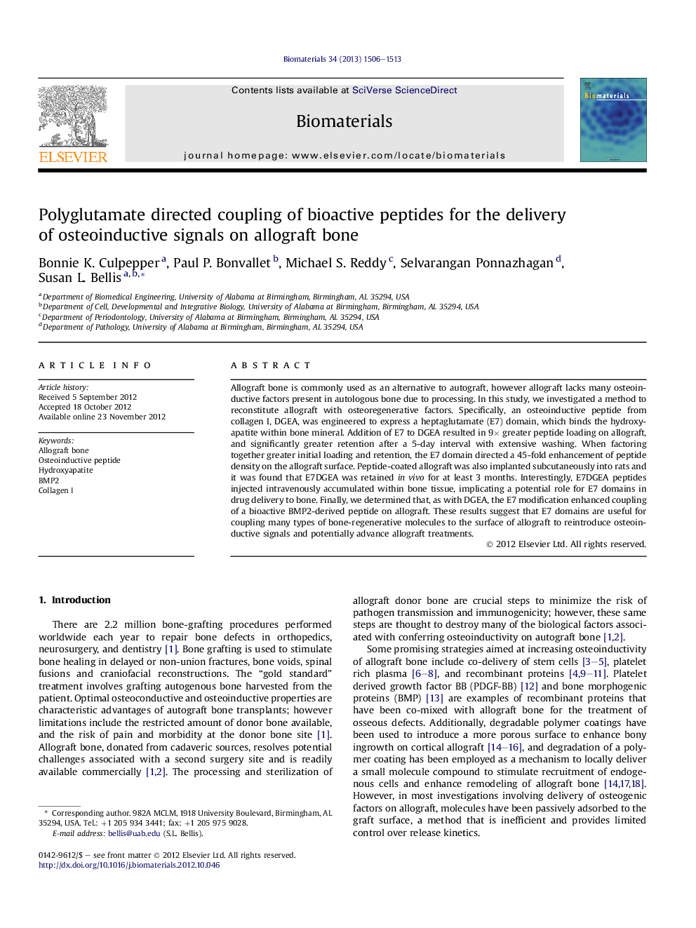 Polyglutamate directed coupling of bioactive peptides for the delivery ofÂ osteoinductive signals on allograft bone