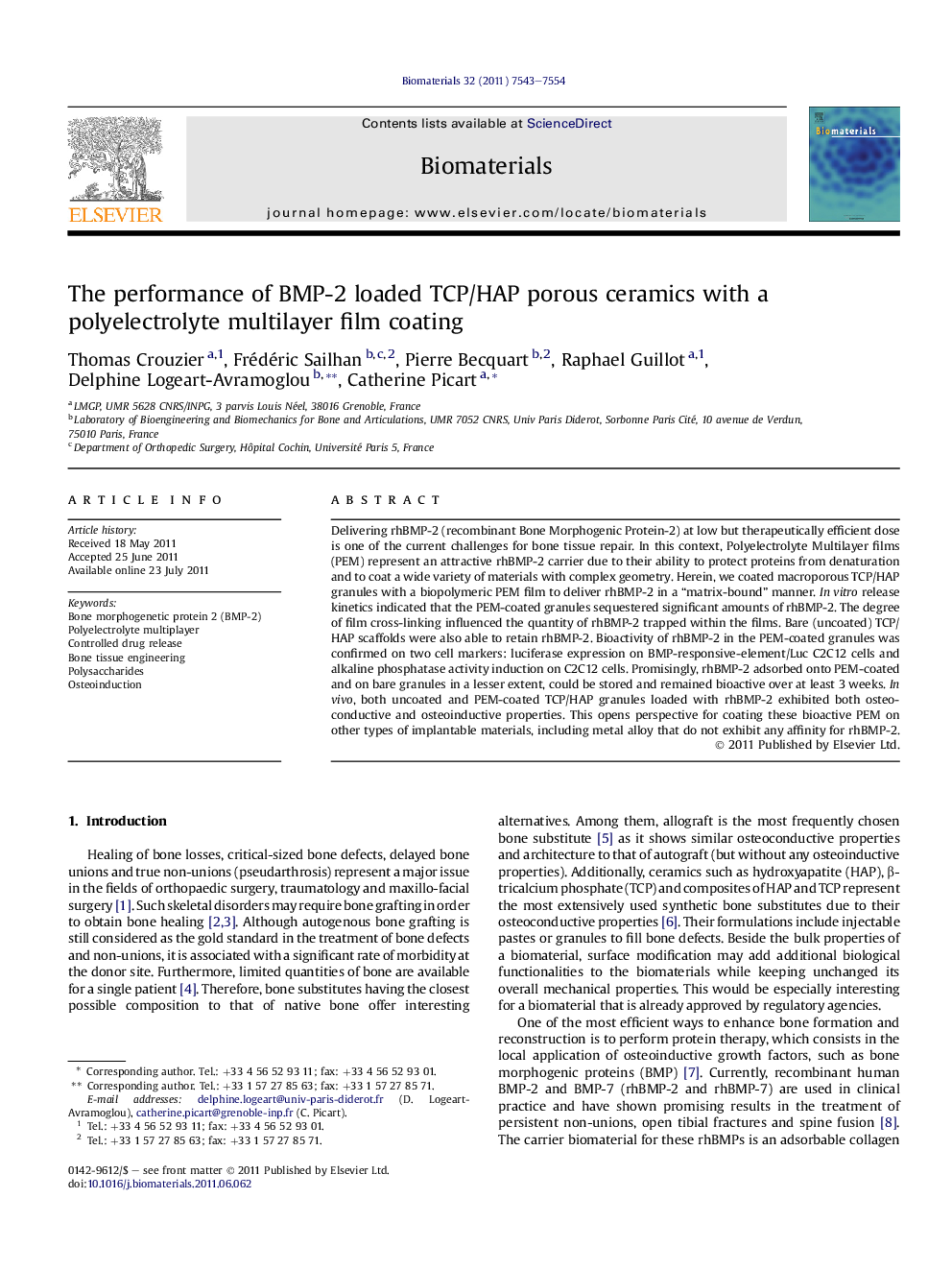 The performance of BMP-2 loaded TCP/HAP porous ceramics with a polyelectrolyte multilayer film coating