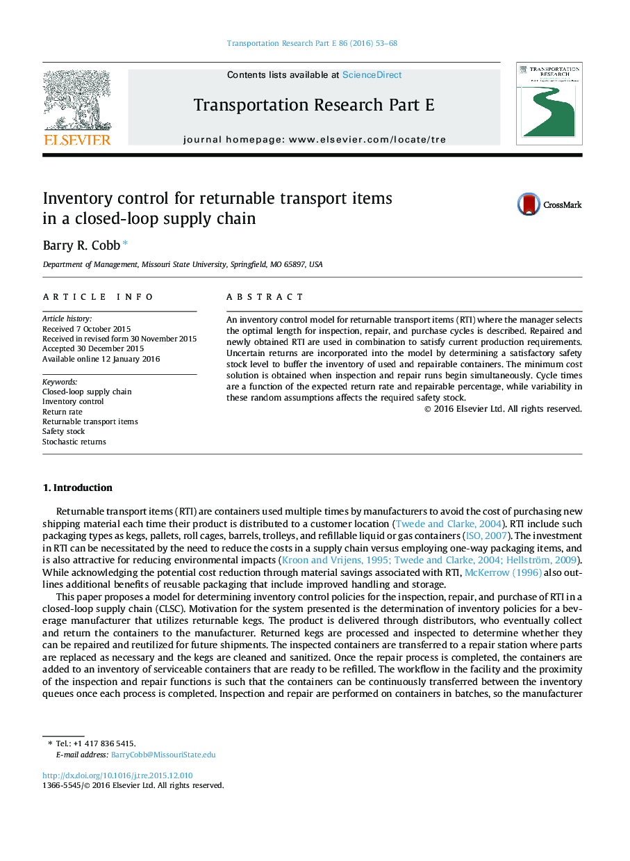 Inventory control for returnable transport items in a closed-loop supply chain