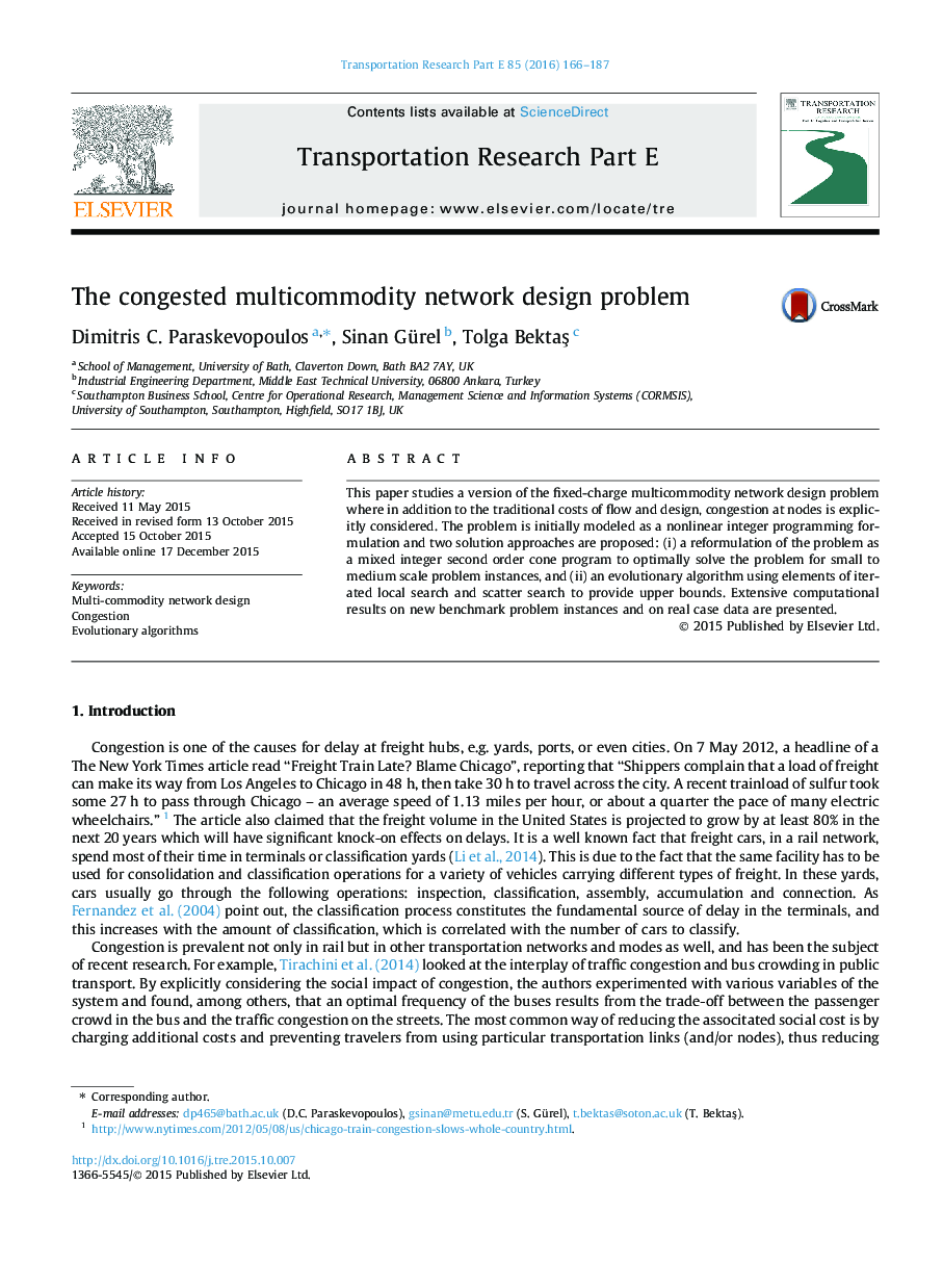 The congested multicommodity network design problem