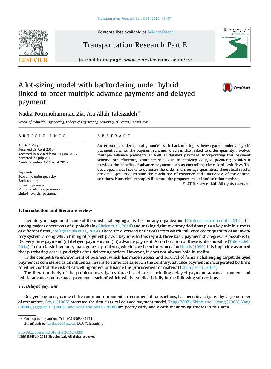A lot-sizing model with backordering under hybrid linked-to-order multiple advance payments and delayed payment