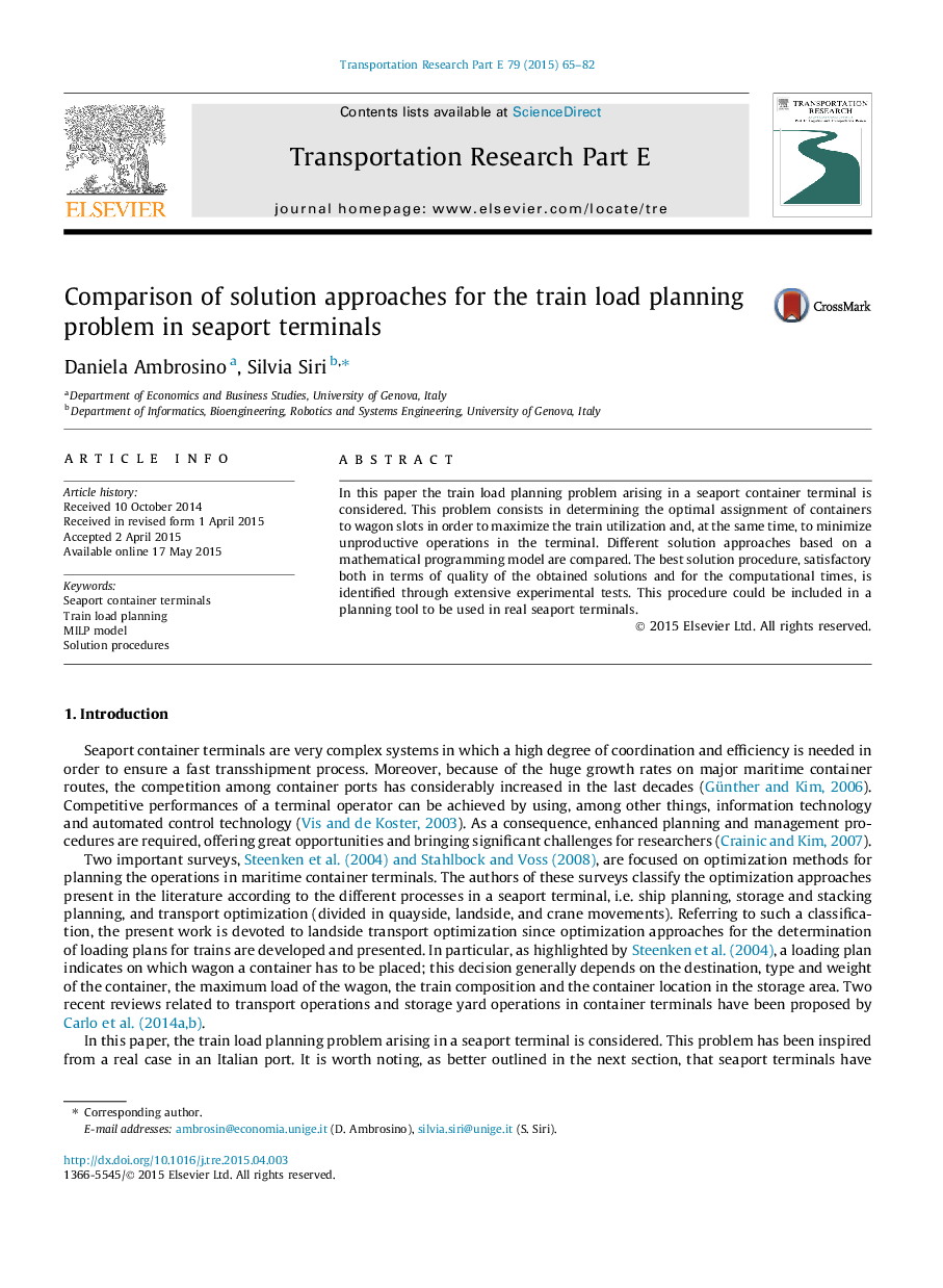 Comparison of solution approaches for the train load planning problem in seaport terminals