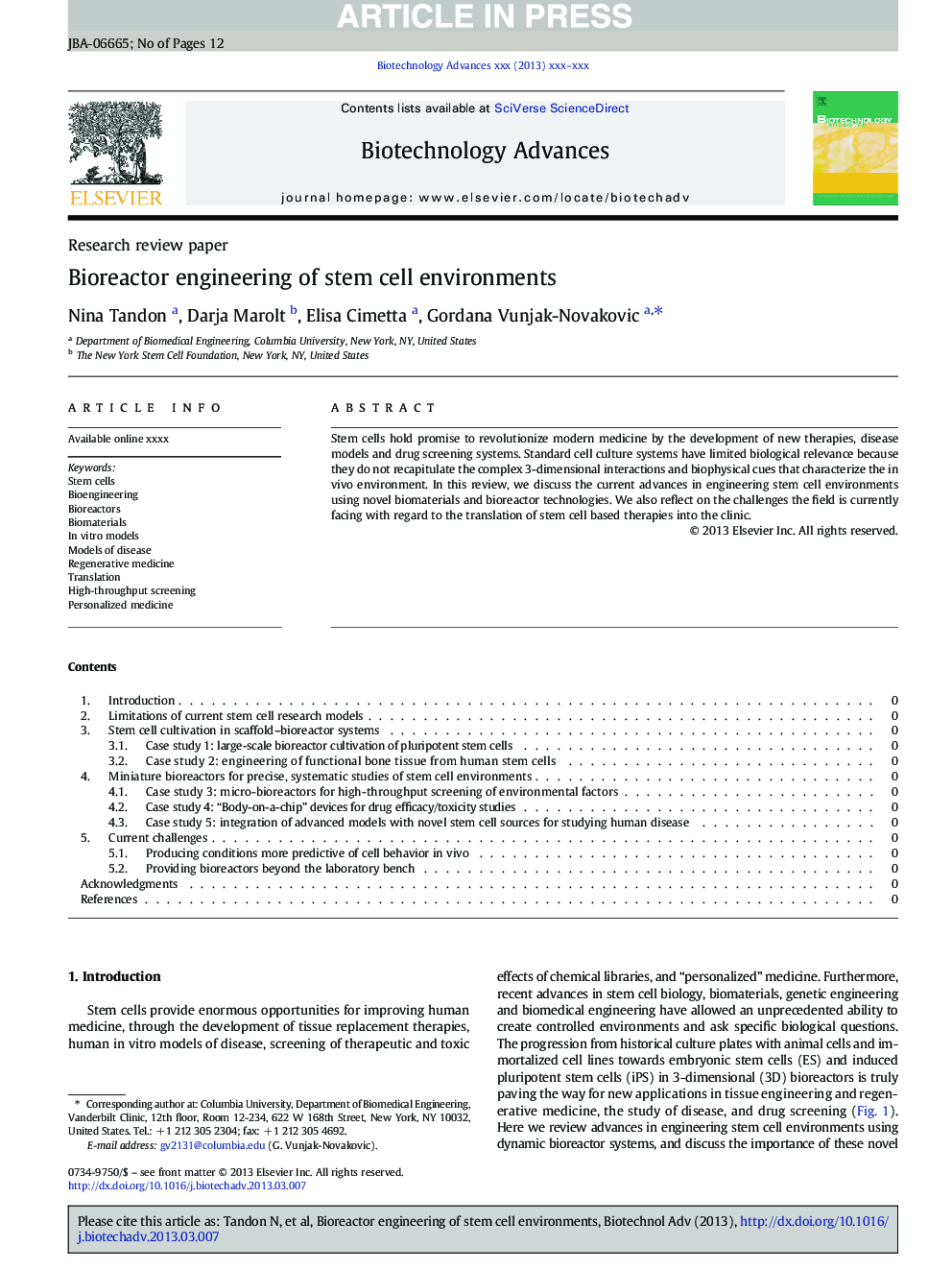 Bioreactor engineering of stem cell environments