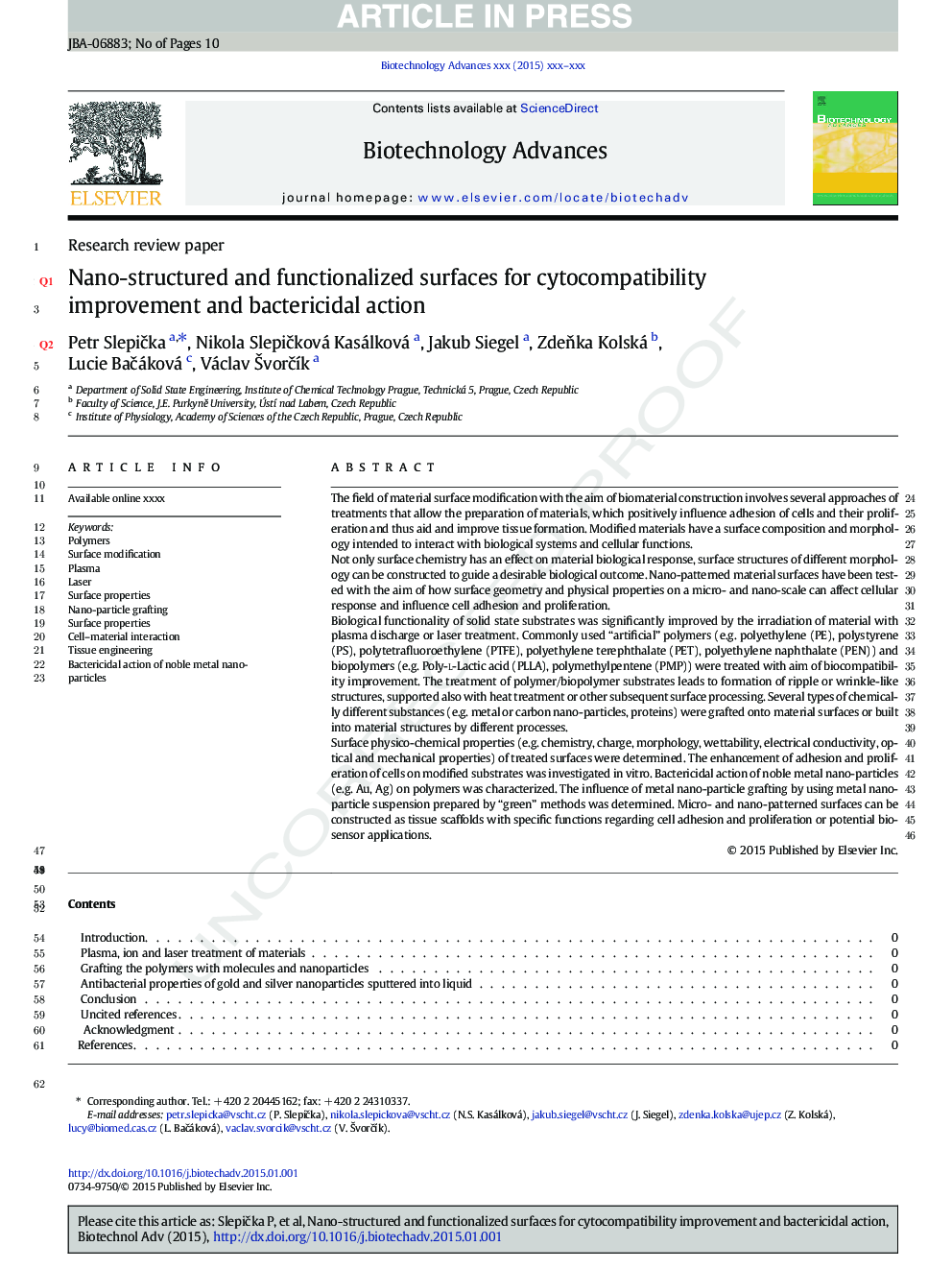 Nano-structured and functionalized surfaces for cytocompatibility improvement and bactericidal action