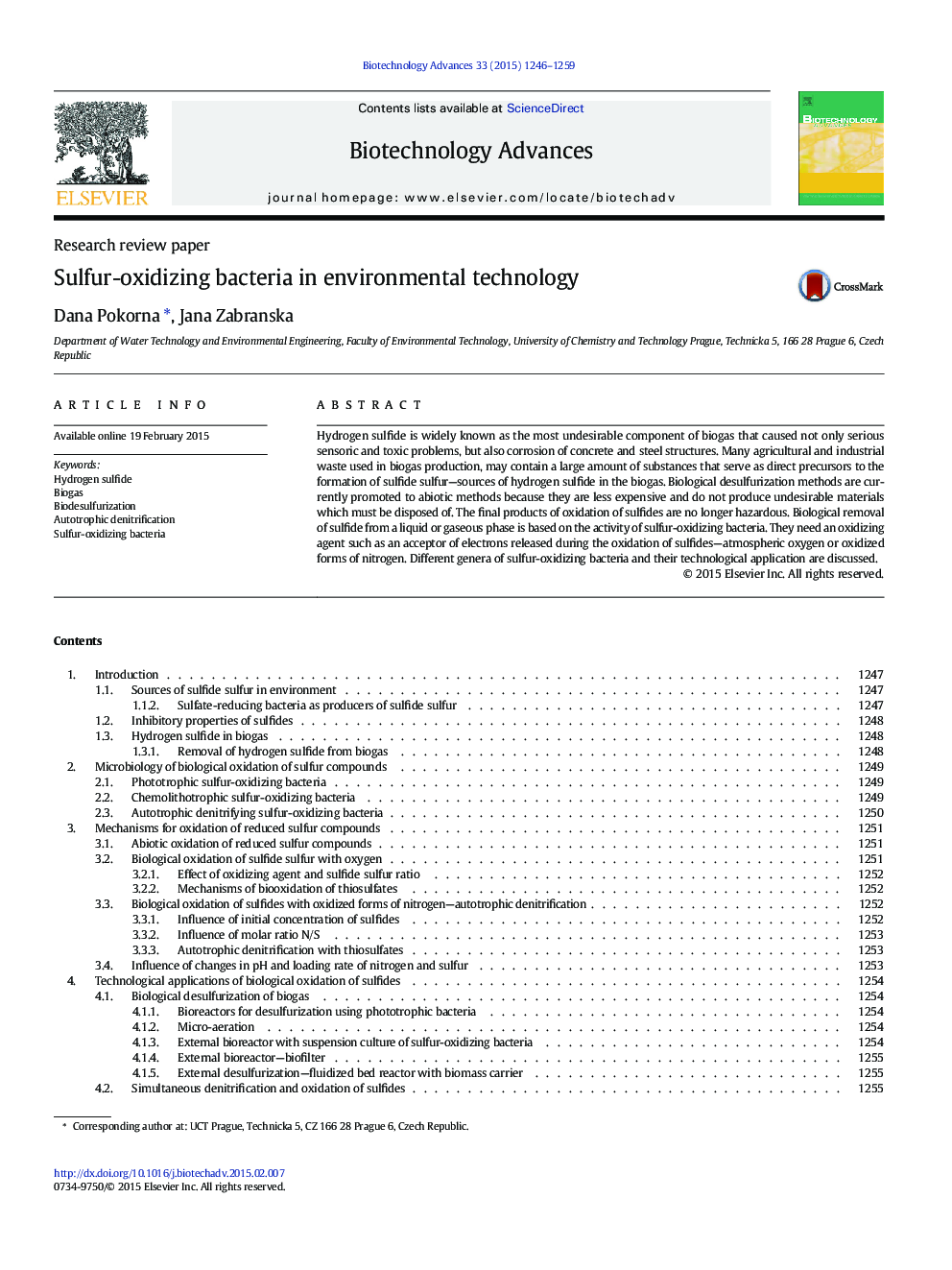 Sulfur-oxidizing bacteria in environmental technology