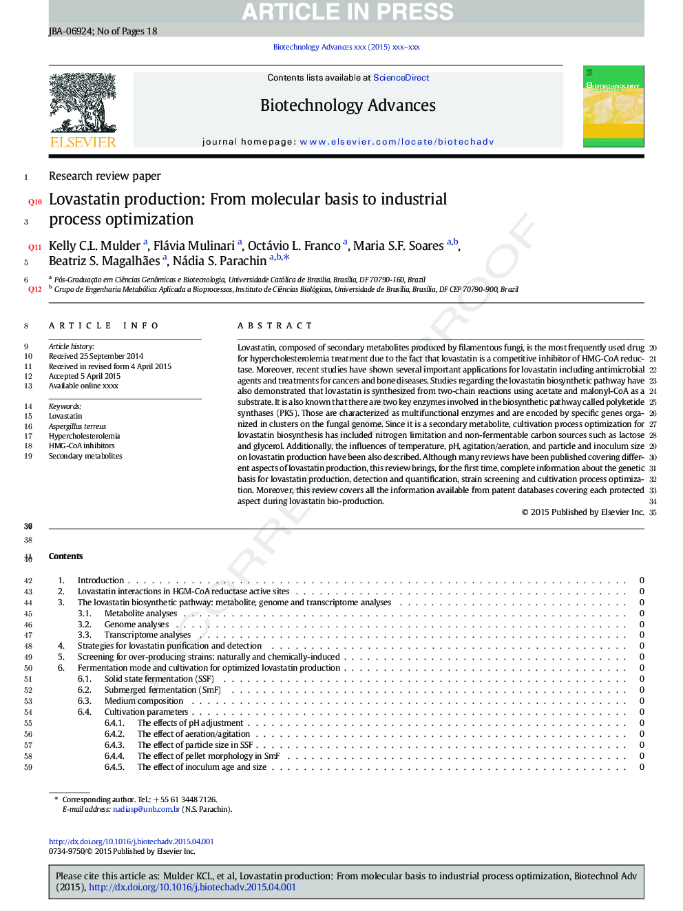 Lovastatin production: From molecular basis to industrial process optimization