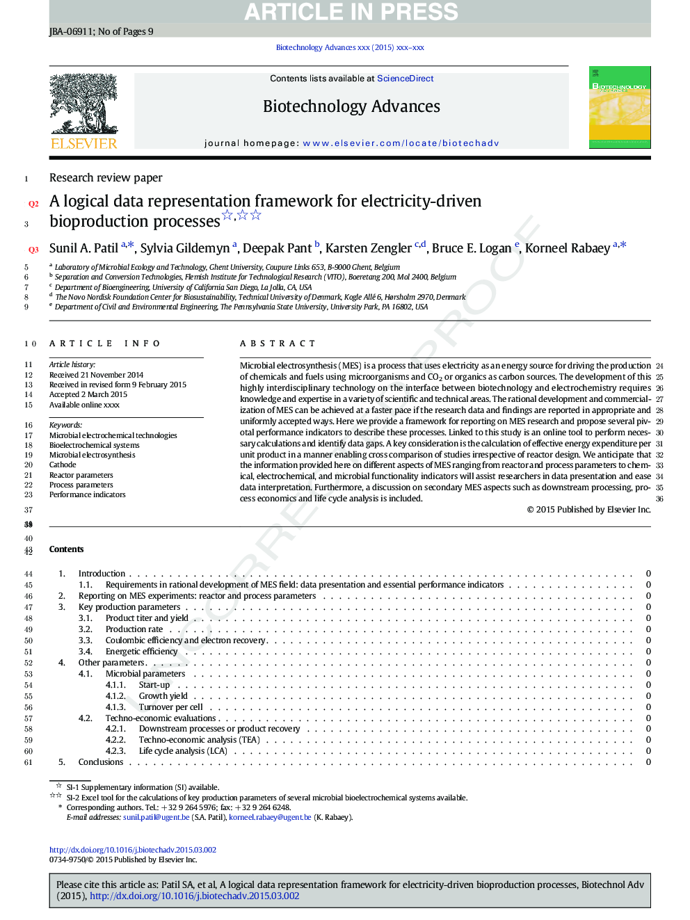 A logical data representation framework for electricity-driven bioproduction processes