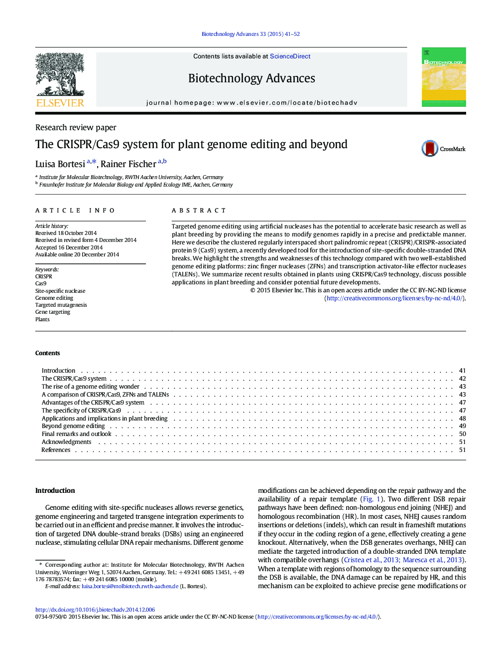 The CRISPR/Cas9 system for plant genome editing and beyond