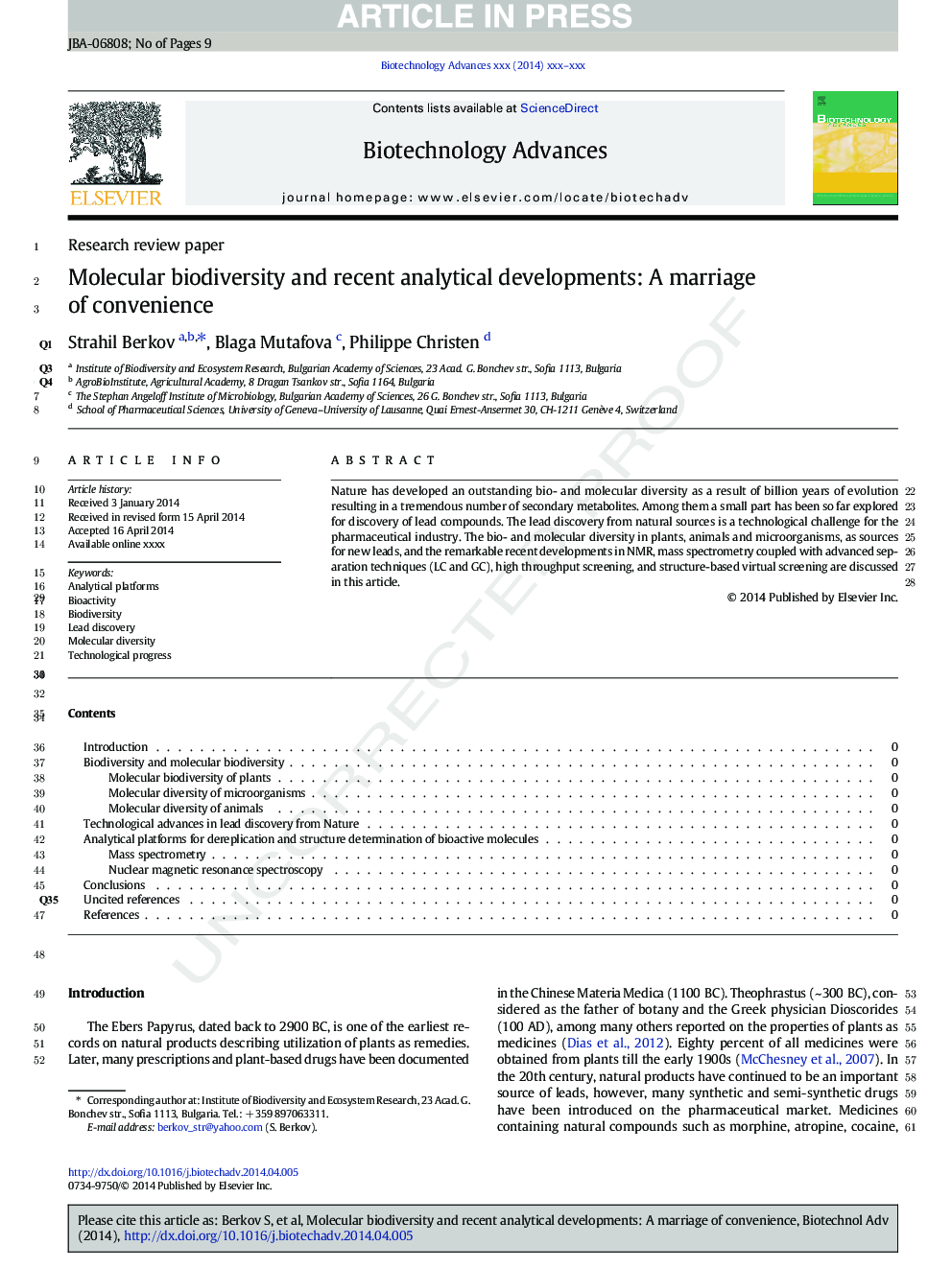 Molecular biodiversity and recent analytical developments: A marriage of convenience