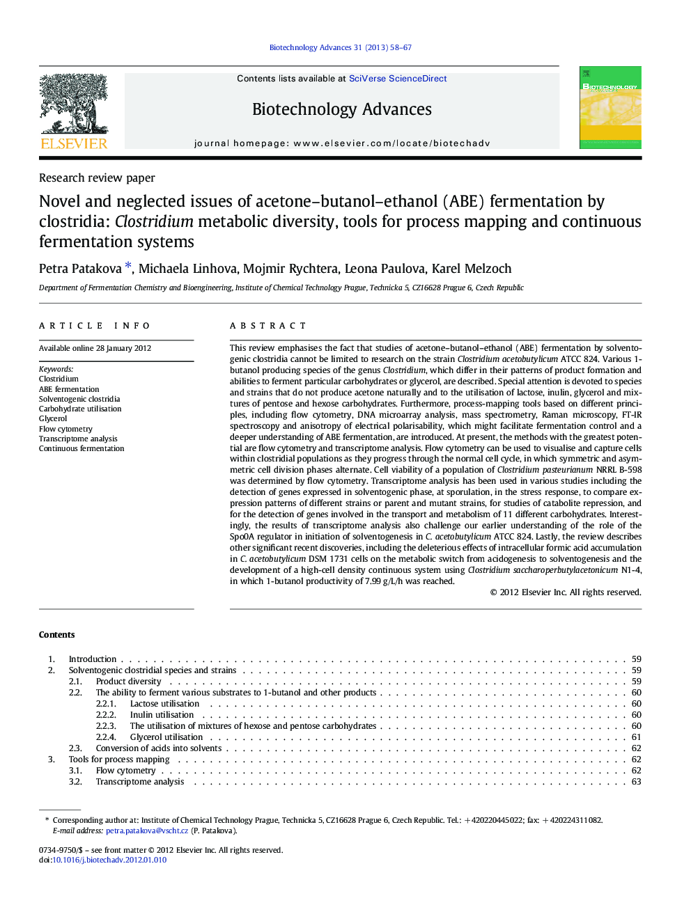 Novel and neglected issues of acetone-butanol-ethanol (ABE) fermentation by clostridia: Clostridium metabolic diversity, tools for process mapping and continuous fermentation systems