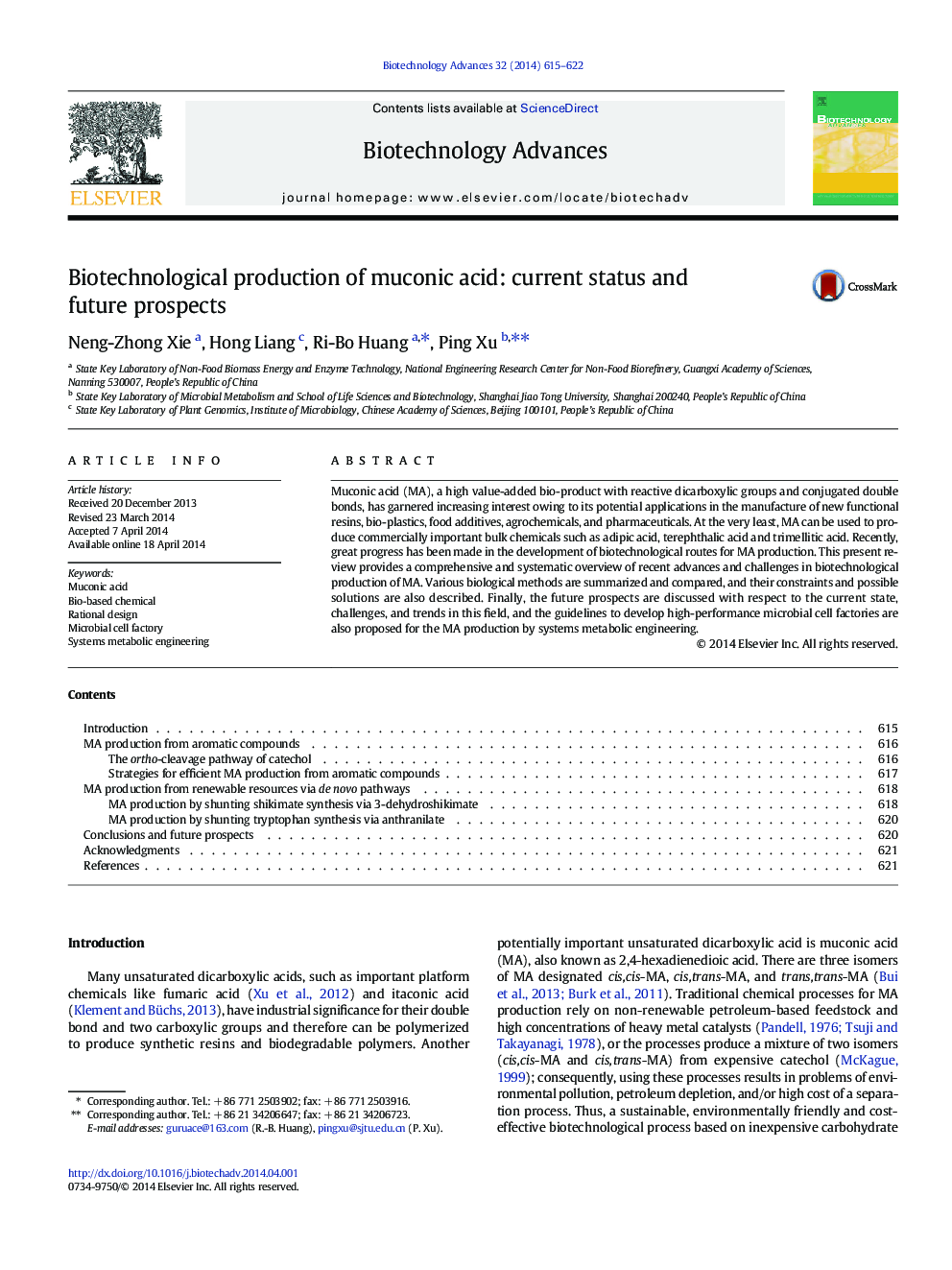 Biotechnological production of muconic acid: current status and future prospects