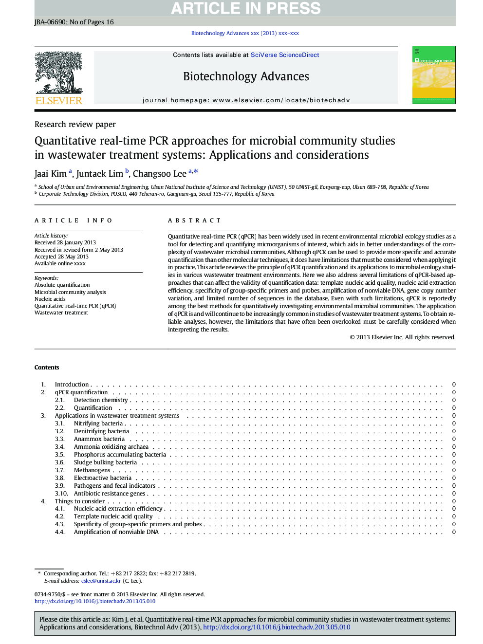 Quantitative real-time PCR approaches for microbial community studies in wastewater treatment systems: Applications and considerations