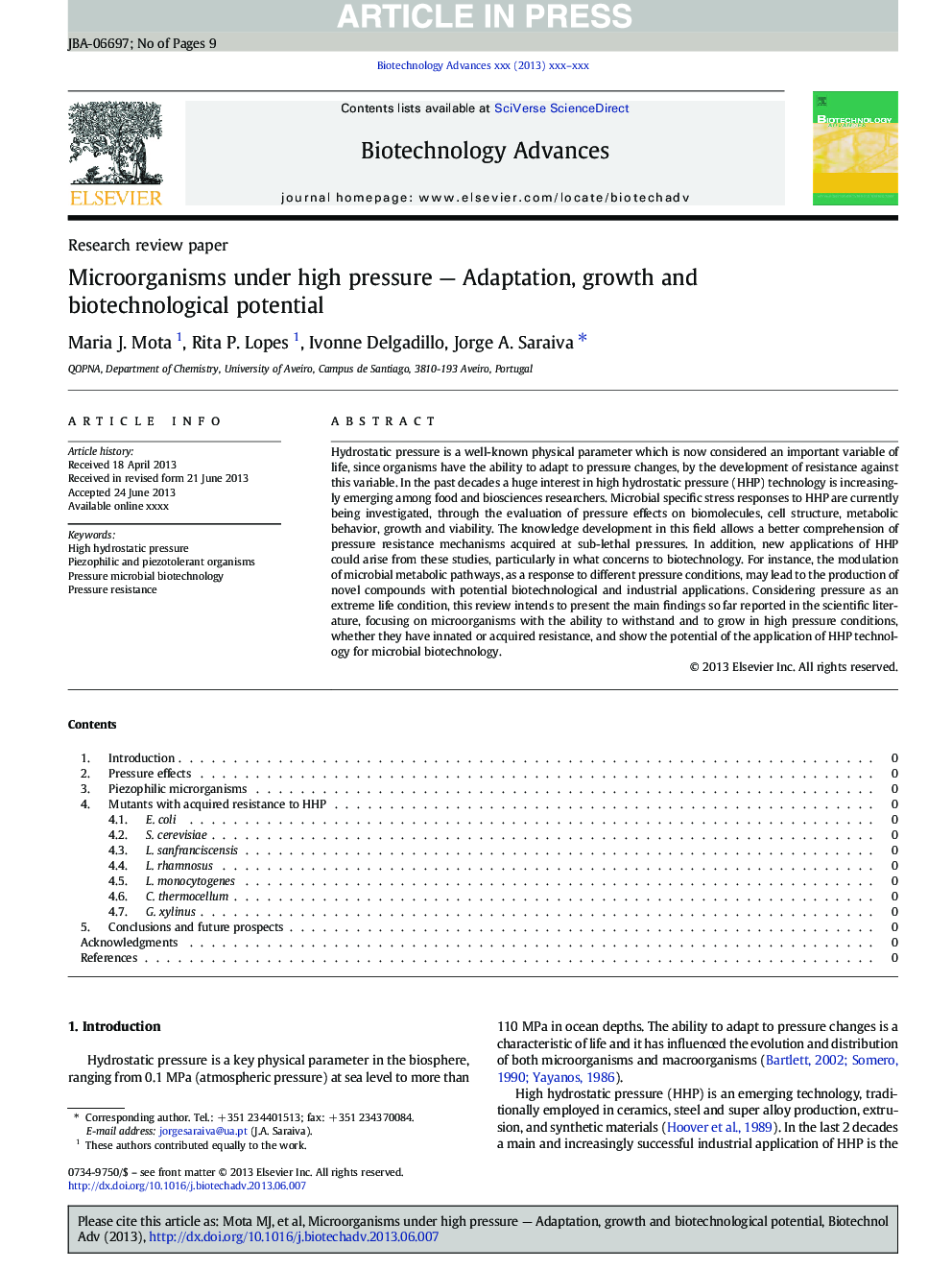Microorganisms under high pressure - Adaptation, growth and biotechnological potential