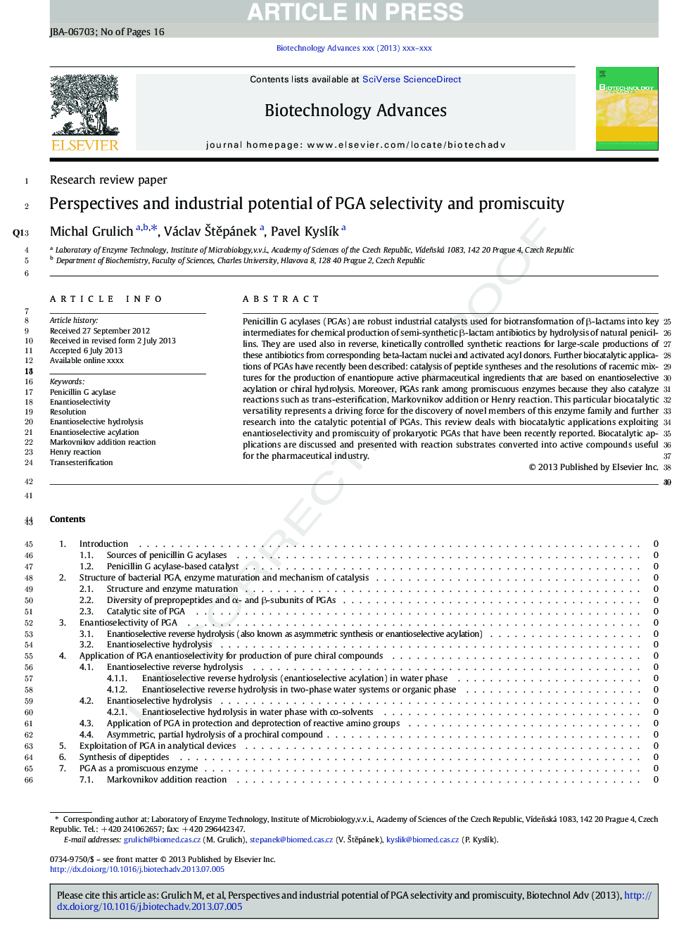 Perspectives and industrial potential of PGA selectivity and promiscuity
