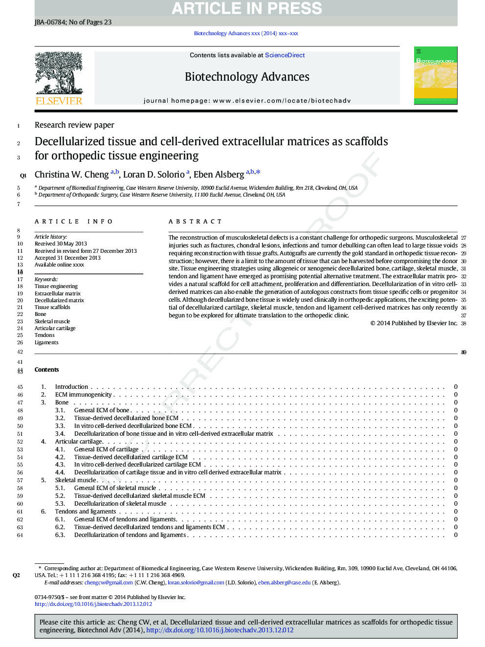 Decellularized tissue and cell-derived extracellular matrices as scaffolds for orthopaedic tissue engineering