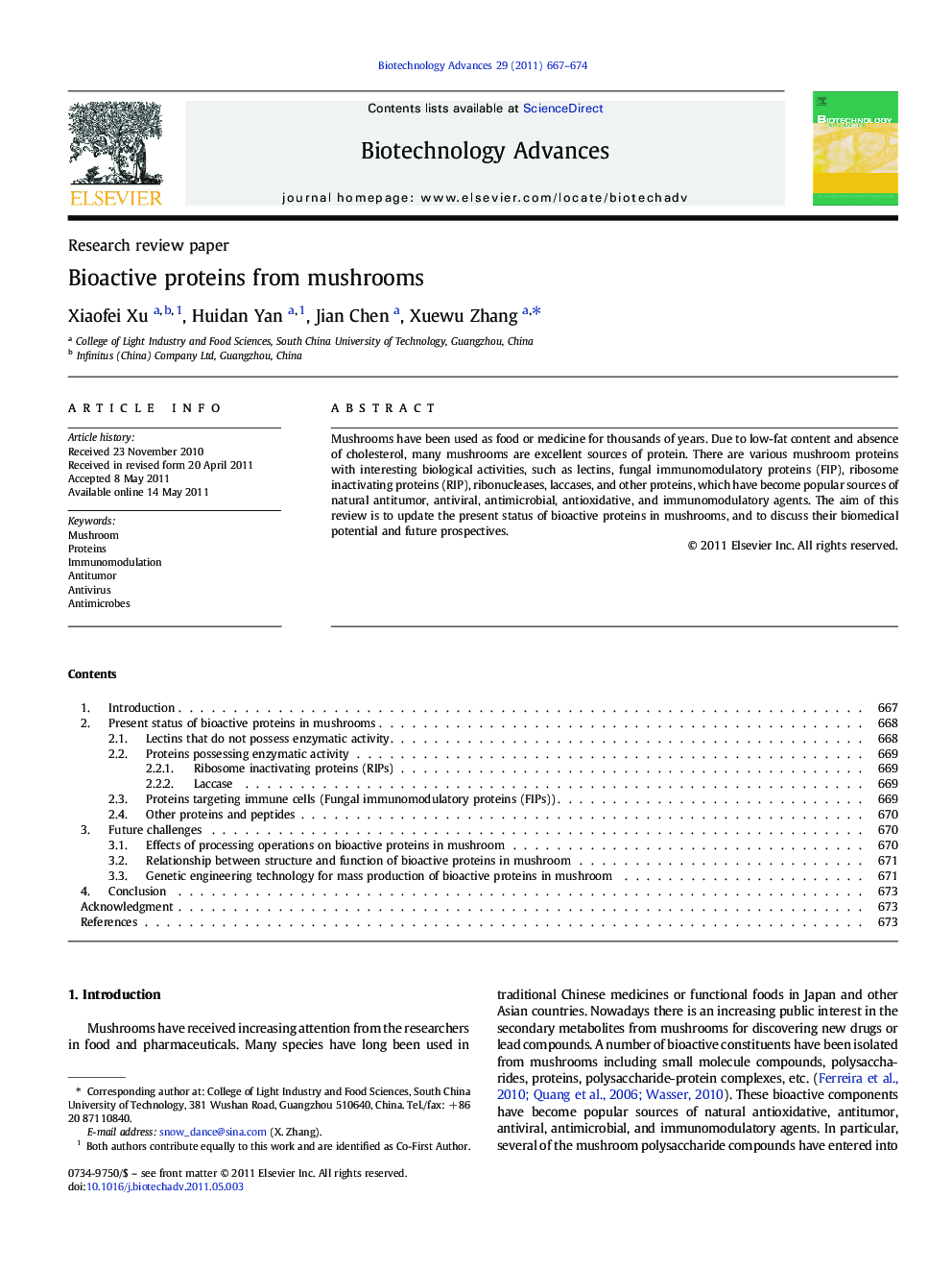 Bioactive proteins from mushrooms