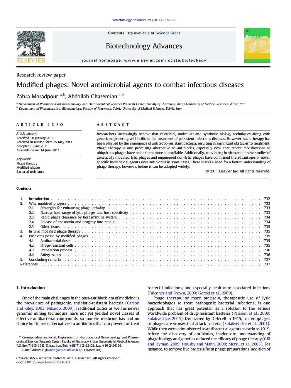 Modified phages: Novel antimicrobial agents to combat infectious diseases