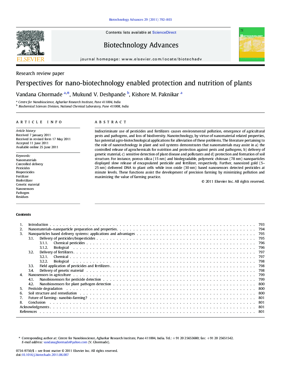 Perspectives for nano-biotechnology enabled protection and nutrition of plants