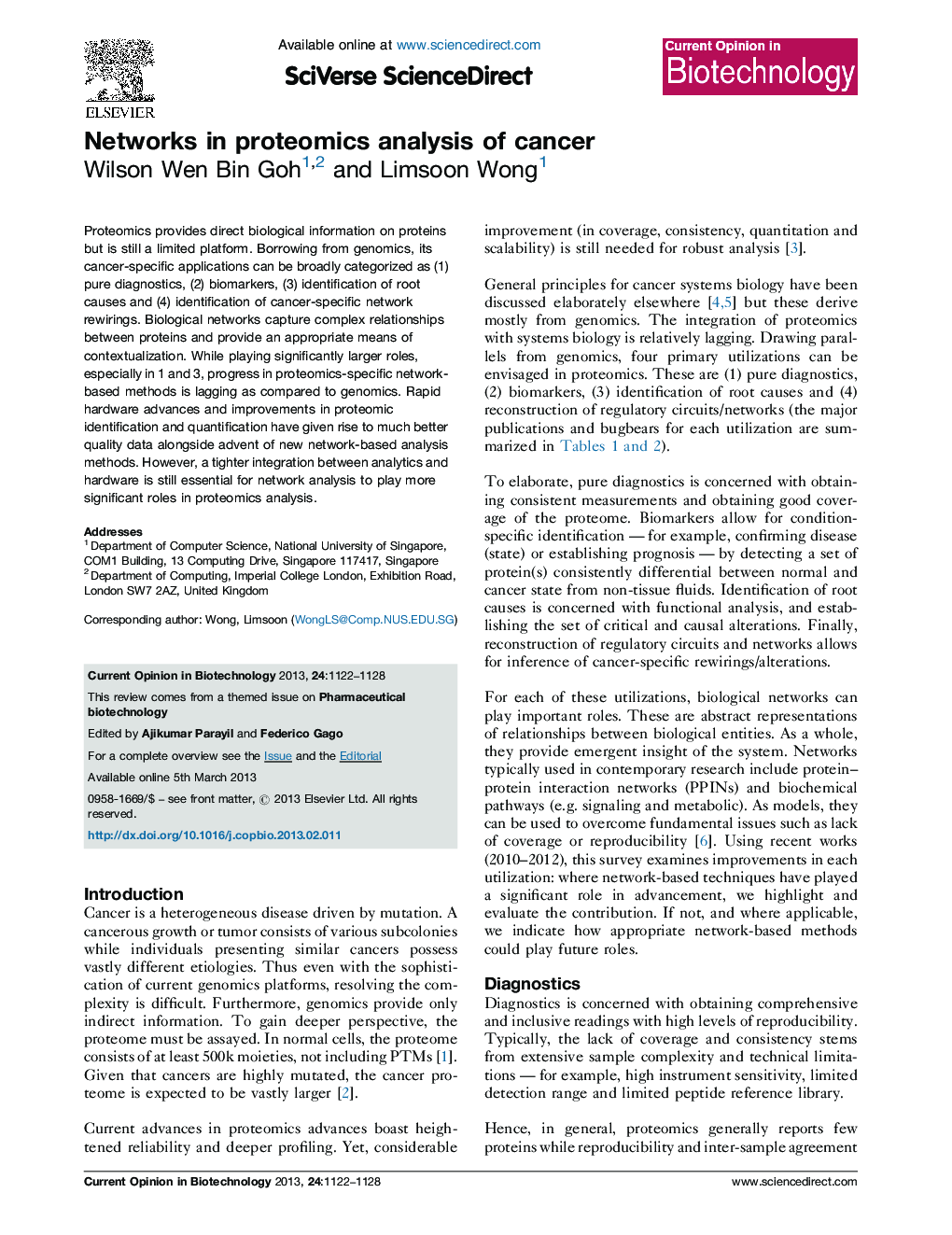 Networks in proteomics analysis of cancer