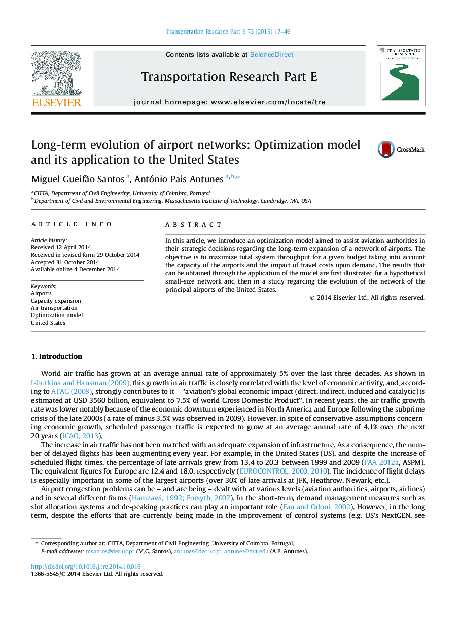 Long-term evolution of airport networks: Optimization model and its application to the United States