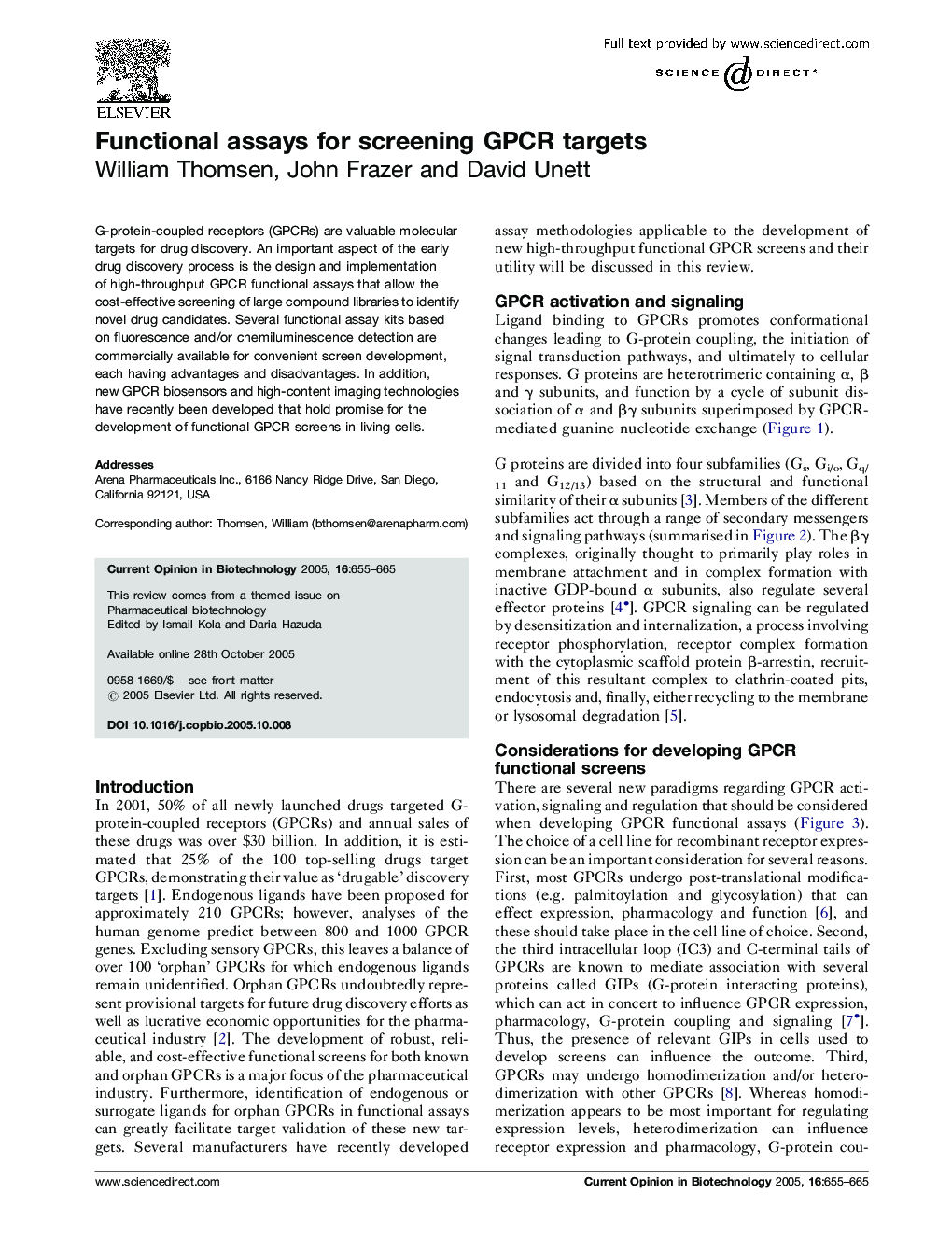 Functional assays for screening GPCR targets