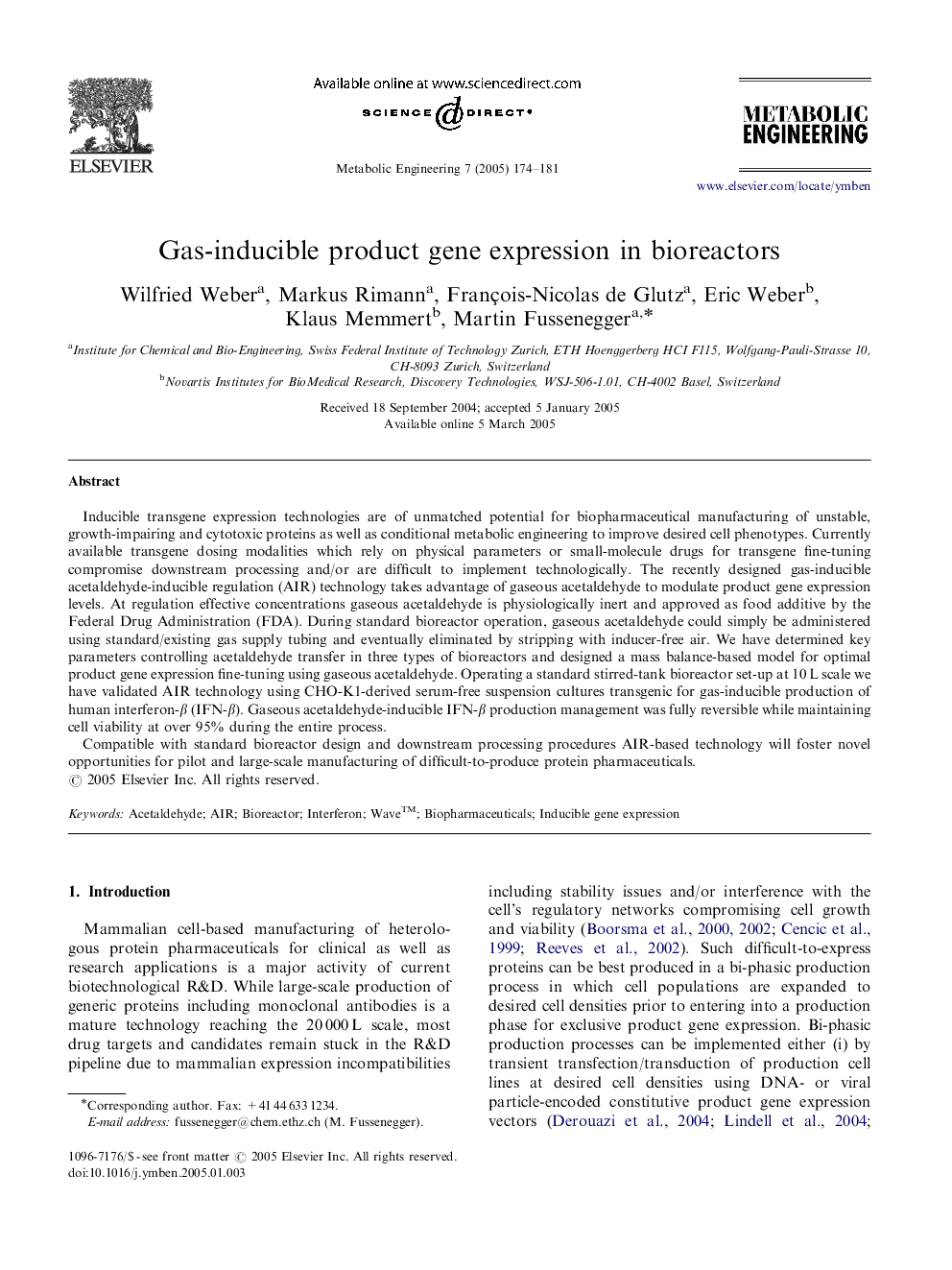 Gas-inducible product gene expression in bioreactors