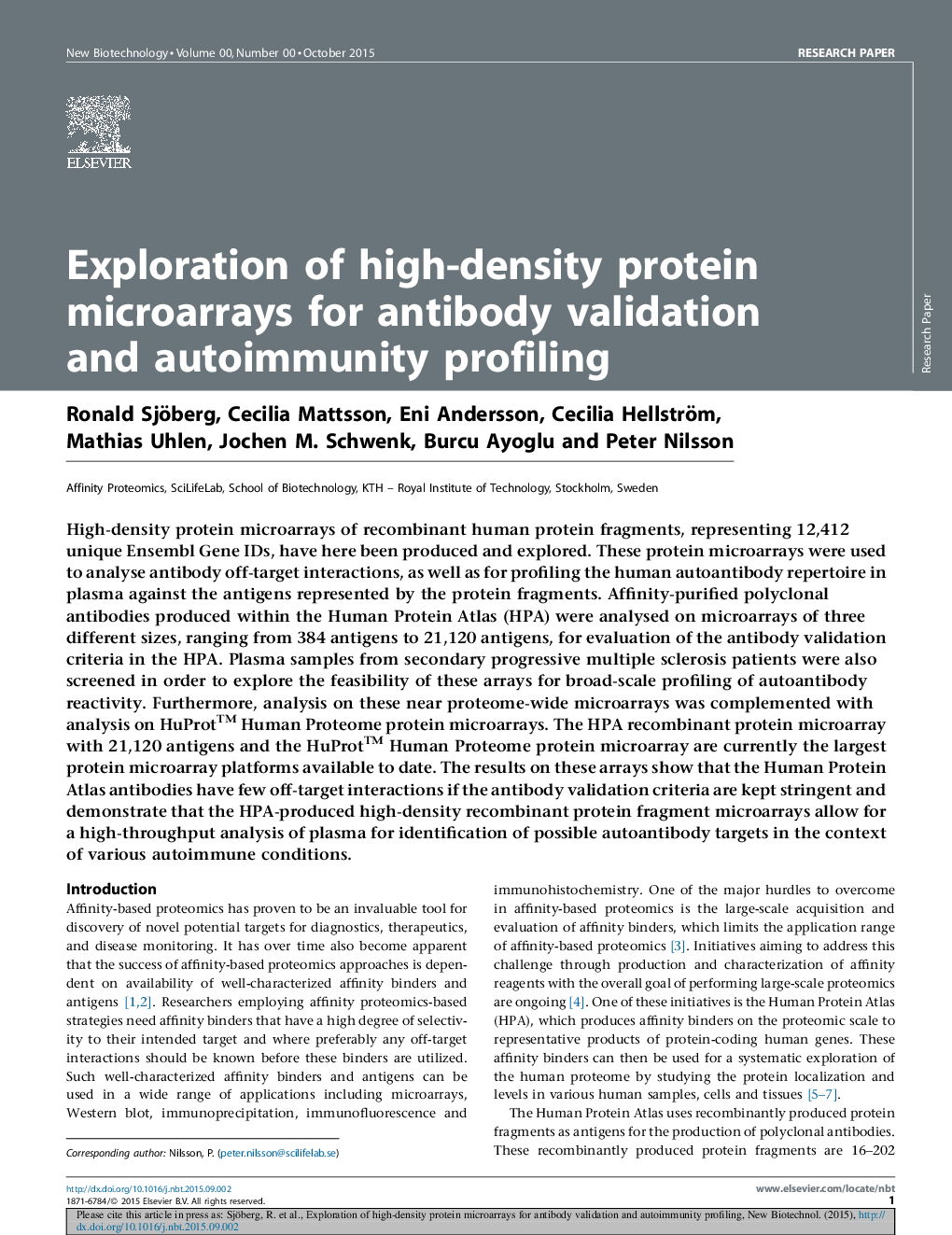 اکتشاف میکروراهای پروتئینی با چگالی بالا برای اعتبارسنجی آنتی بادی و شناسایی خودکارآمدی 