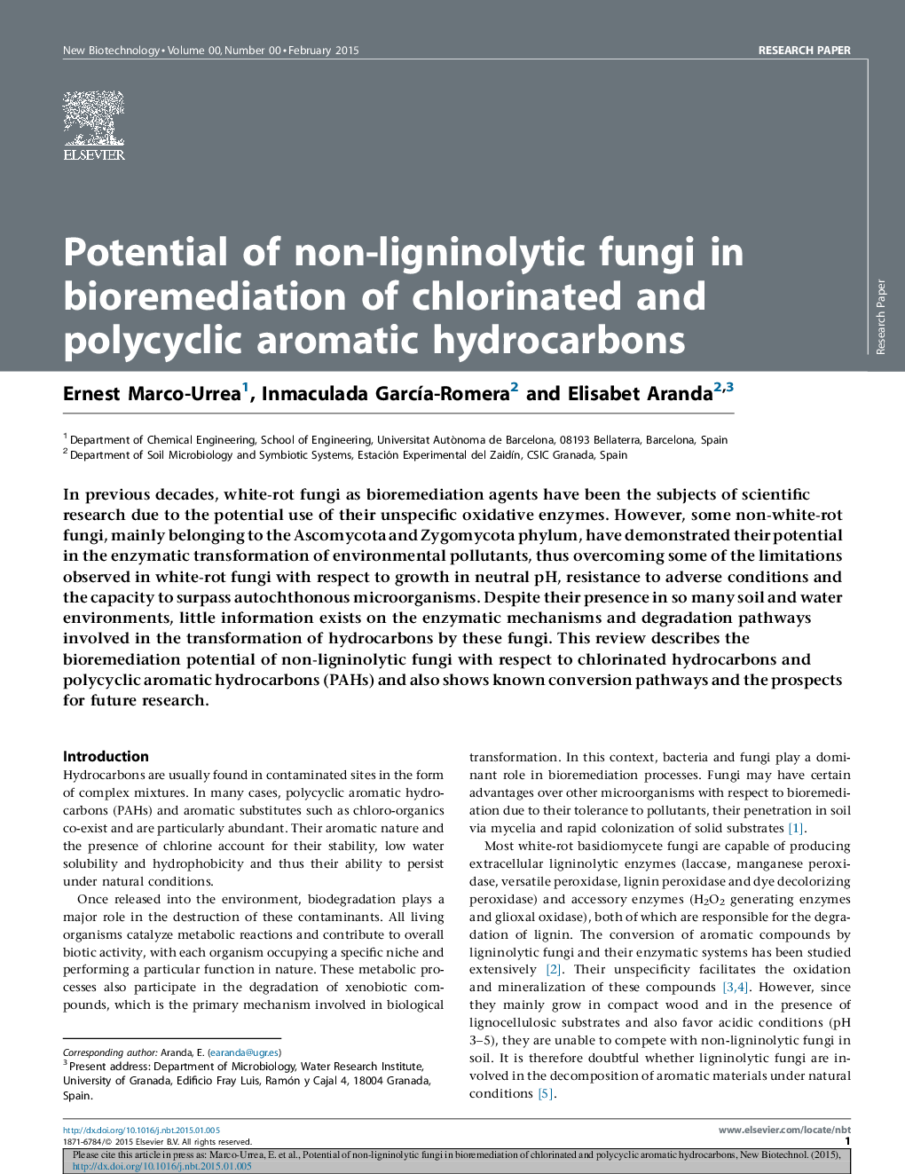 Potential of non-ligninolytic fungi in bioremediation of chlorinated and polycyclic aromatic hydrocarbons