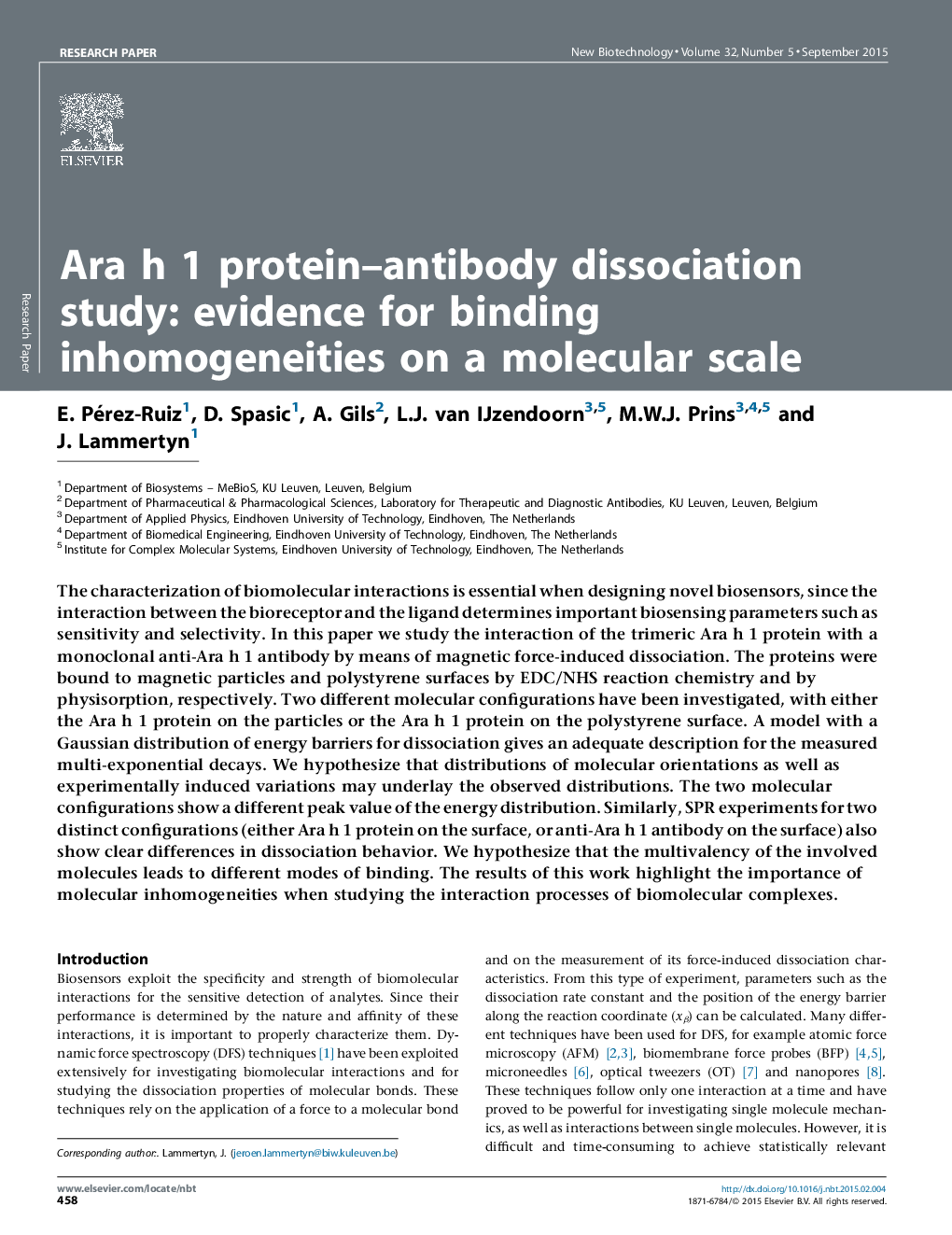 Ara h 1 protein-antibody dissociation study: evidence for binding inhomogeneities on a molecular scale