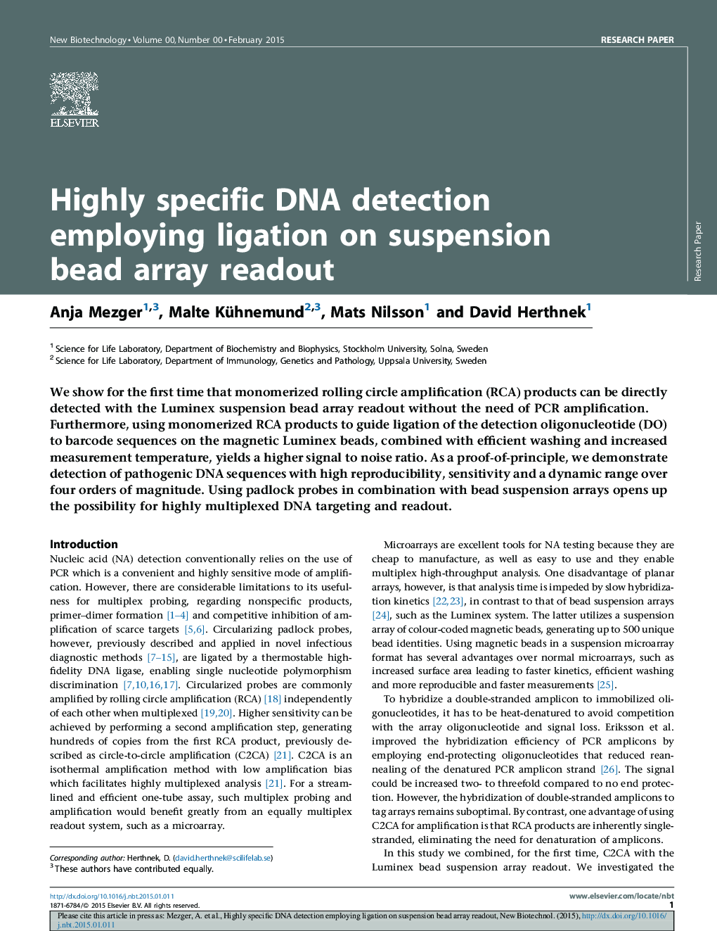 Highly specific DNA detection employing ligation on suspension bead array readout