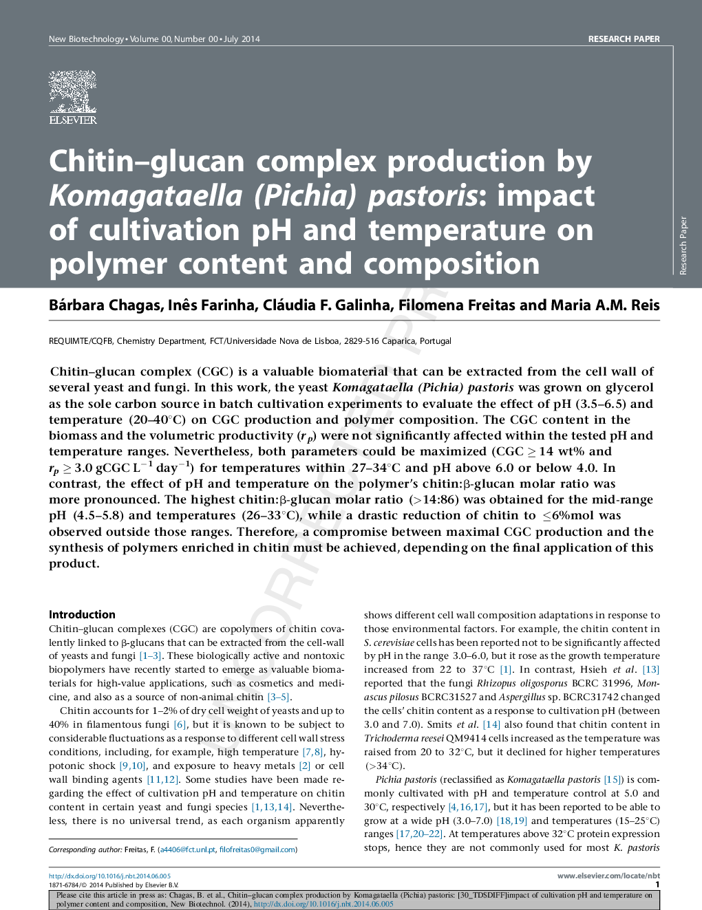 Chitin-glucan complex production by Komagataella (Pichia) pastoris: impact of cultivation pH and temperature on polymer content and composition