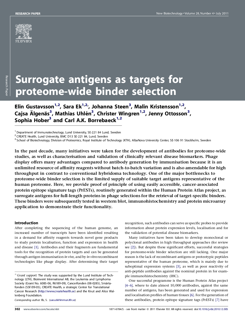 Surrogate antigens as targets for proteome-wide binder selection