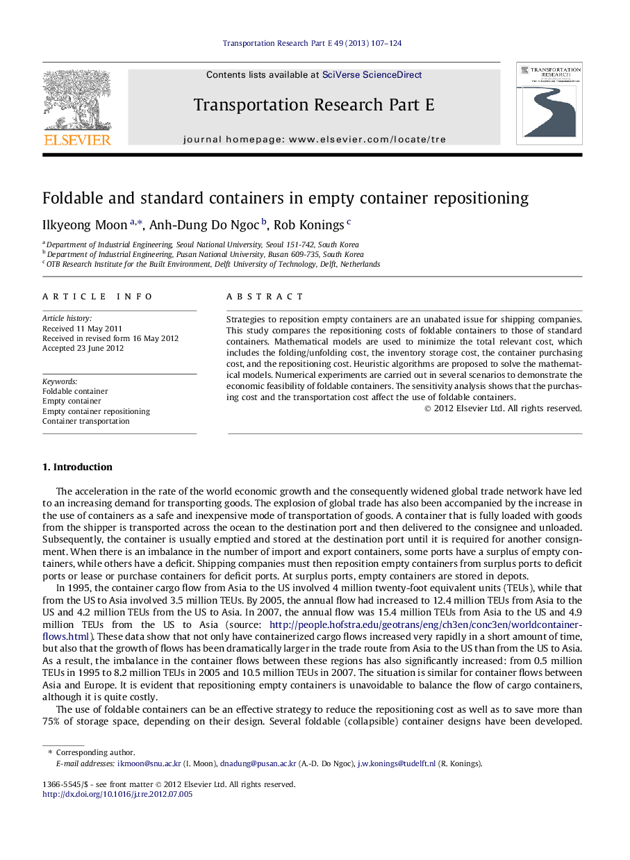 Foldable and standard containers in empty container repositioning